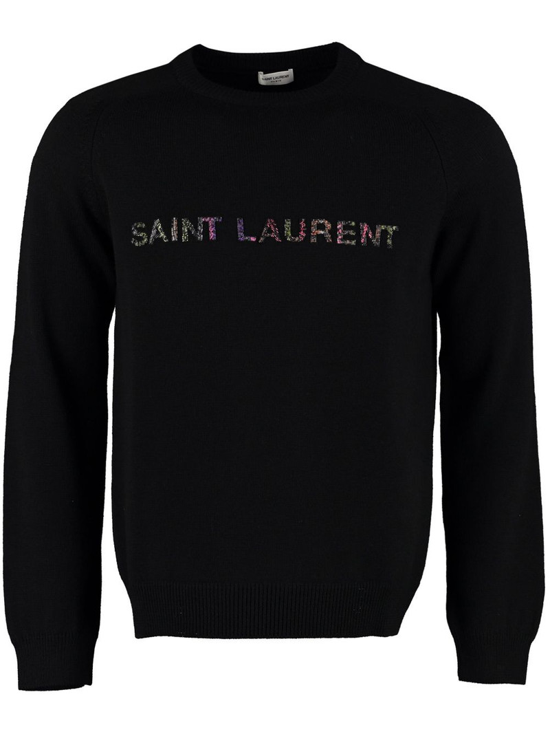 beaded logo embroidery sweater 1