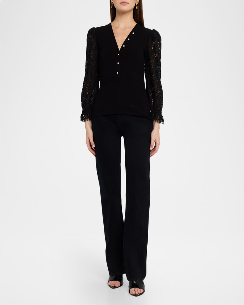 GENERATION LOVE McKenna Lace-Sleeve Combo Top outlook