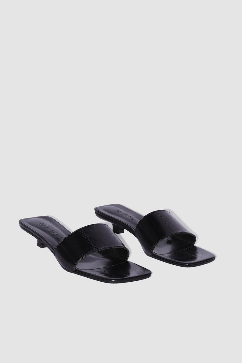 BY FAR Ceni Black Eel Embossed Leather Slip-On outlook