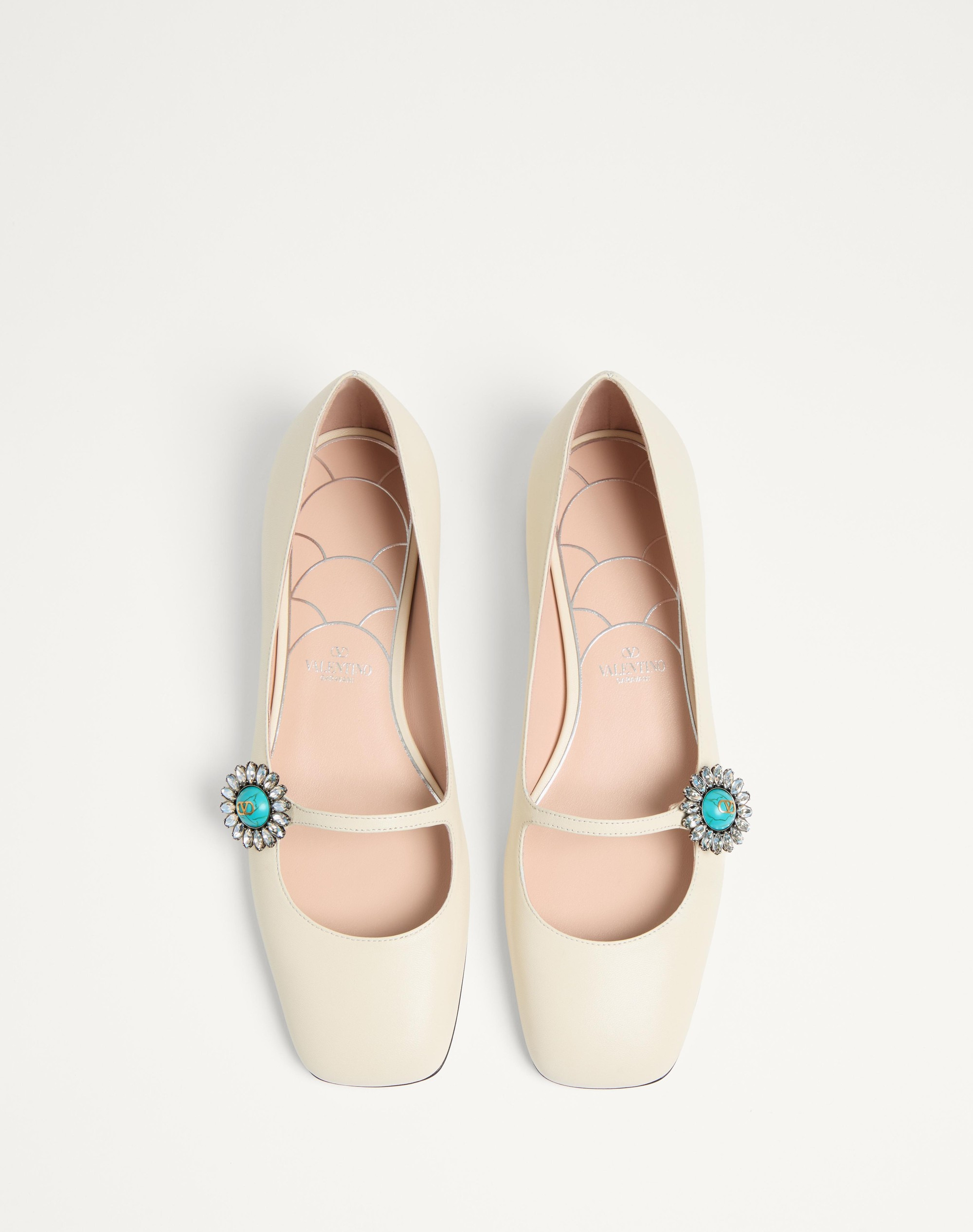MARY-JANE PRESHOES BALLERINA IN KIDSKIN WITH JEWEL BUTTON 20MM - 4