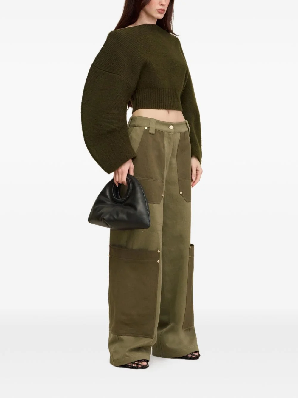 Ella balloon-sleeve ribbed-knit sweater - 1