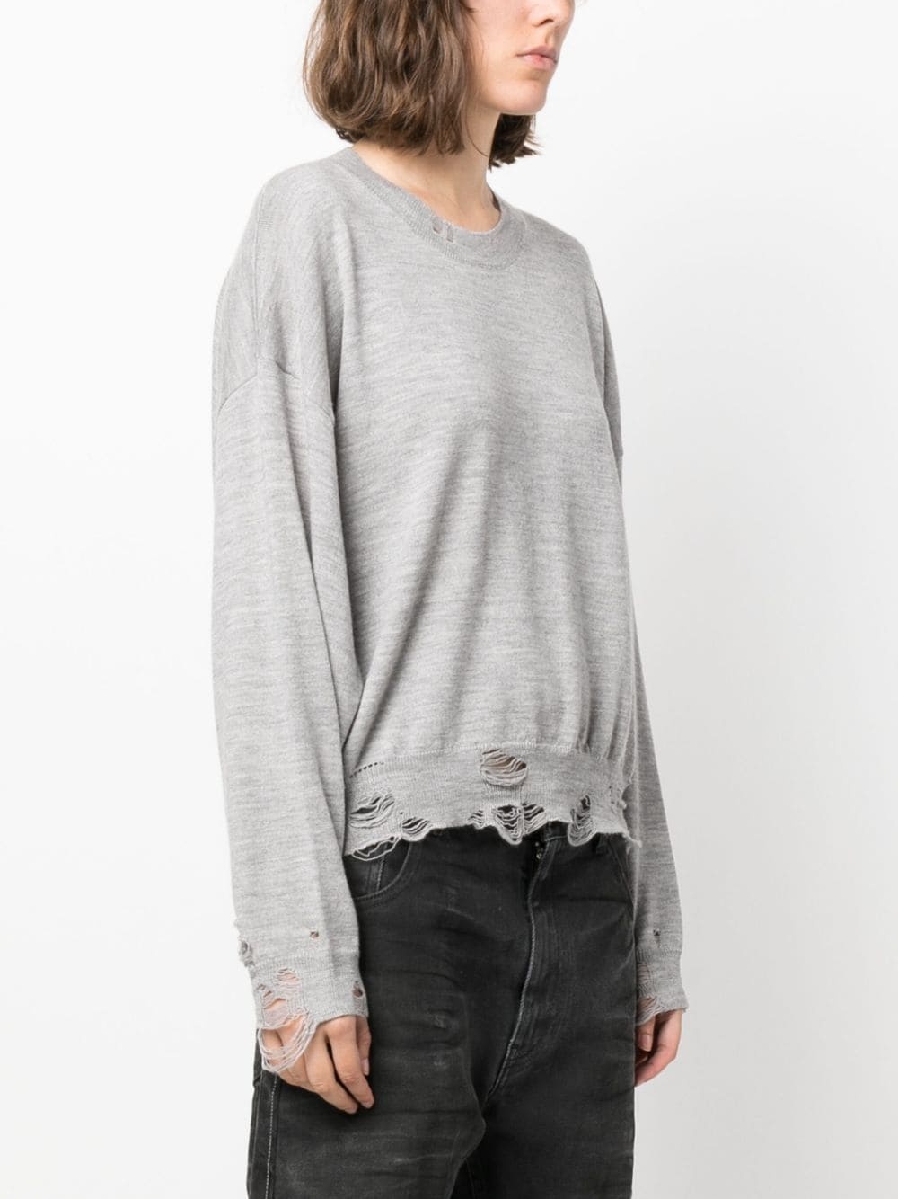 distressed merino-wool jumper - 3