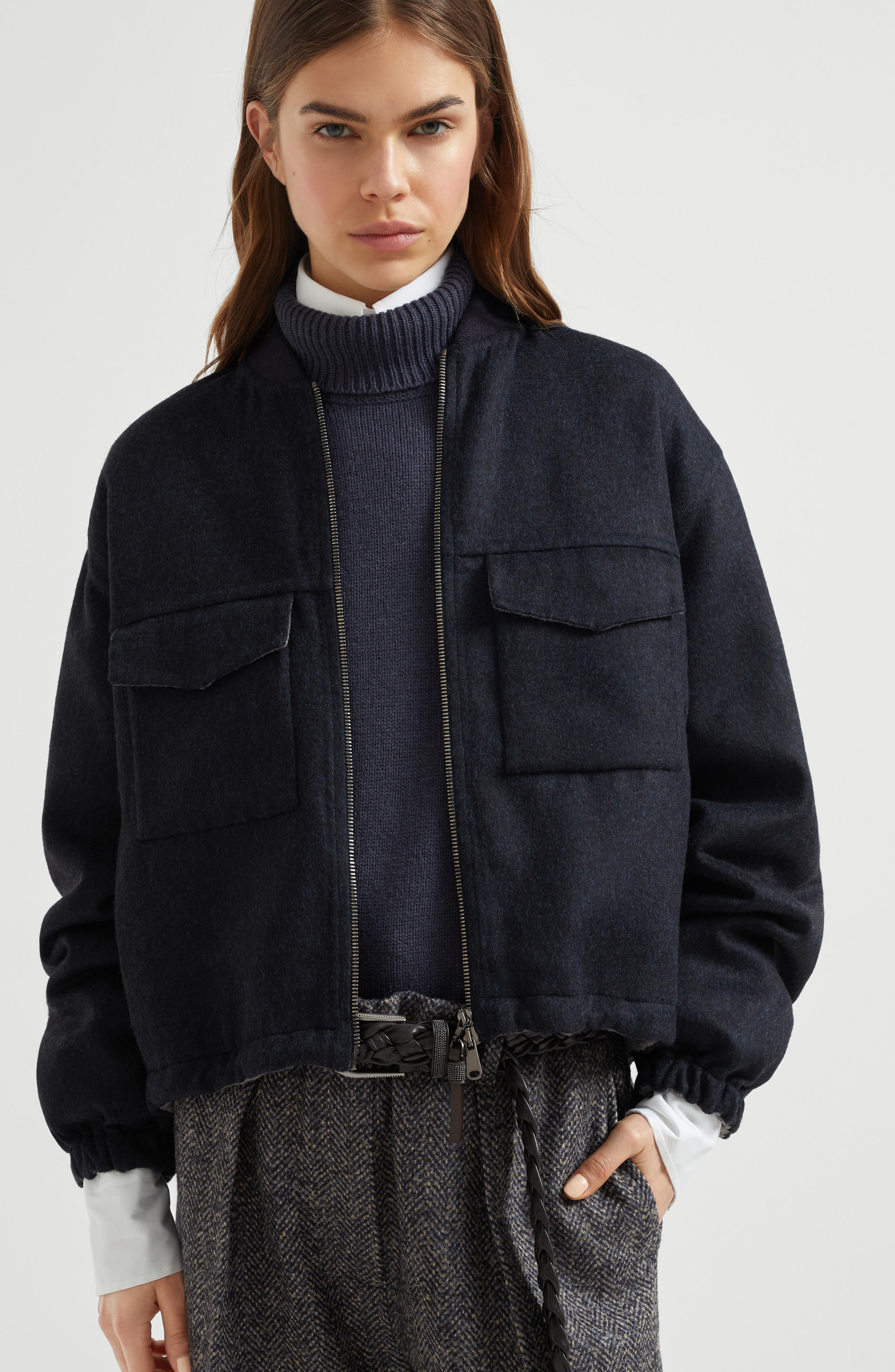 Brunello Cucinelli Hand-crafted bomber jacket in Night at Nordstrom - 5