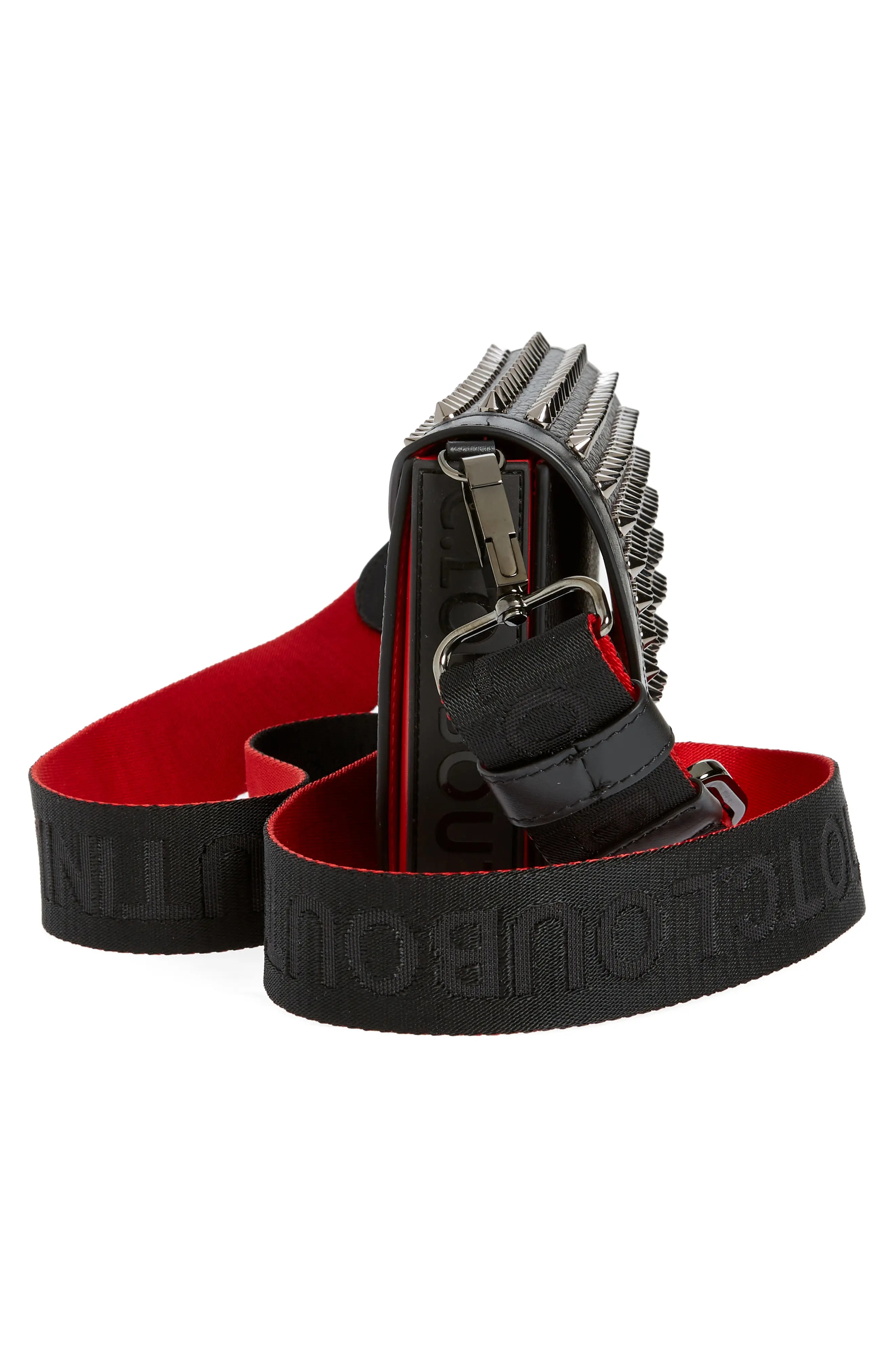 Explorafunk Spike Leather Wallet on a Strap in Black/Black/Gun Metal - 4