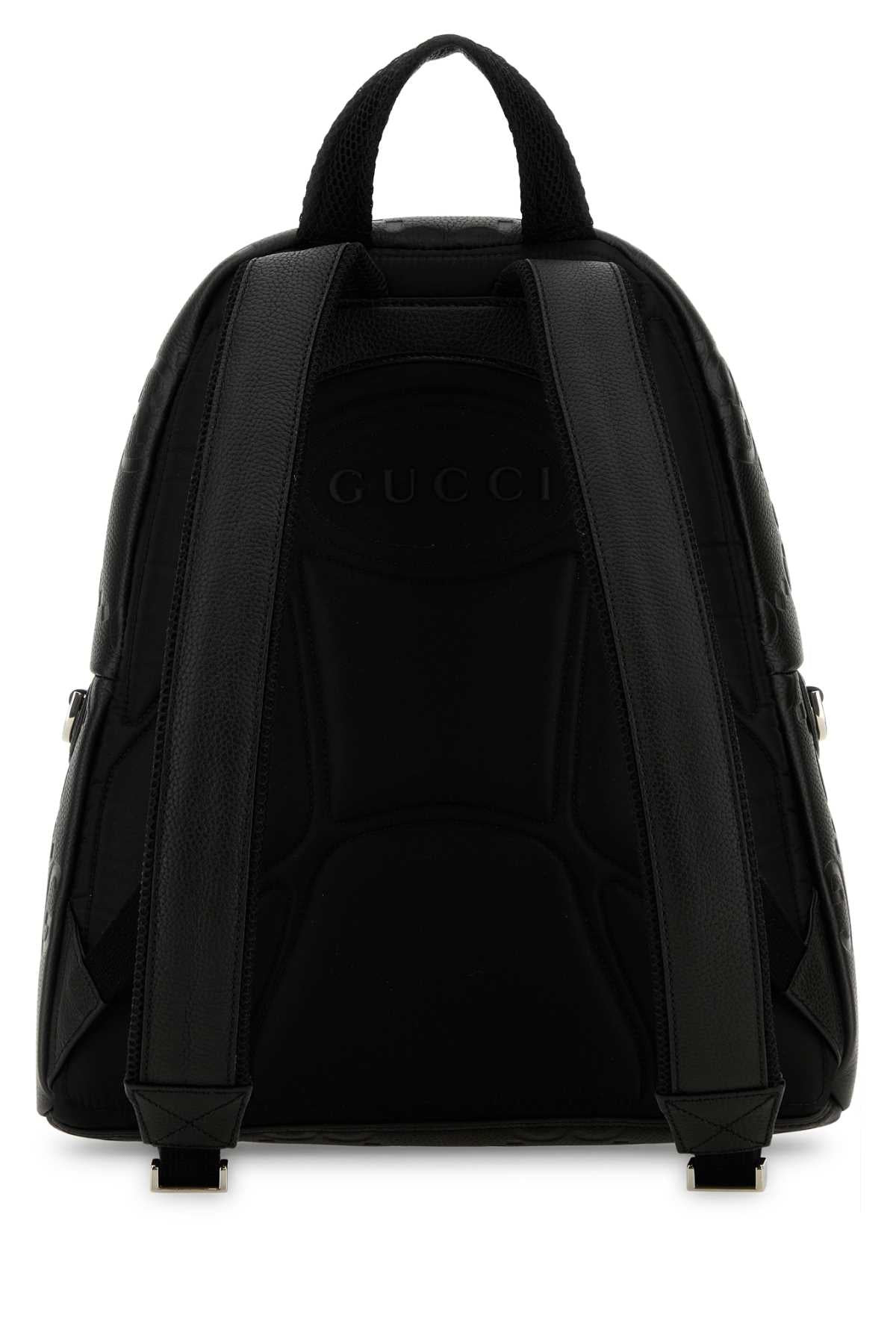 Gucci Men Black Jumbo Gg Leather Gg Backpack - 3