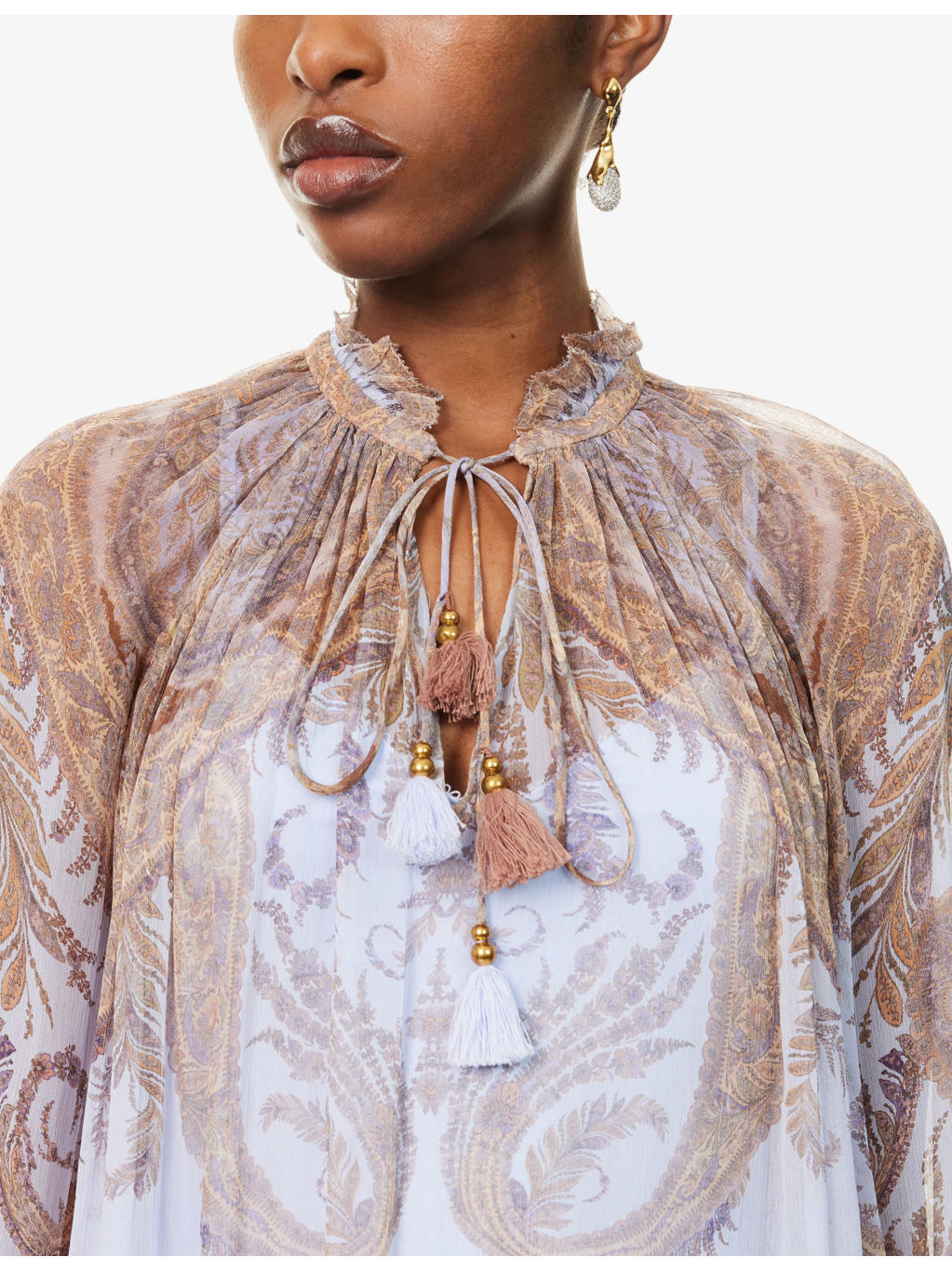 Billow Printed Chiffon Blouse - 5