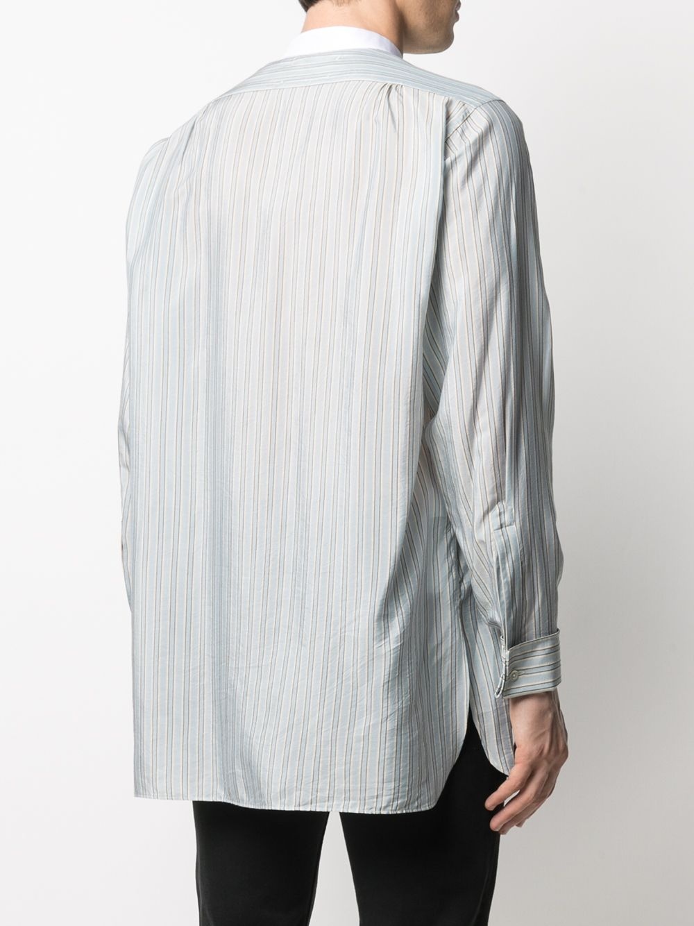 band-collar striped shirt - 4