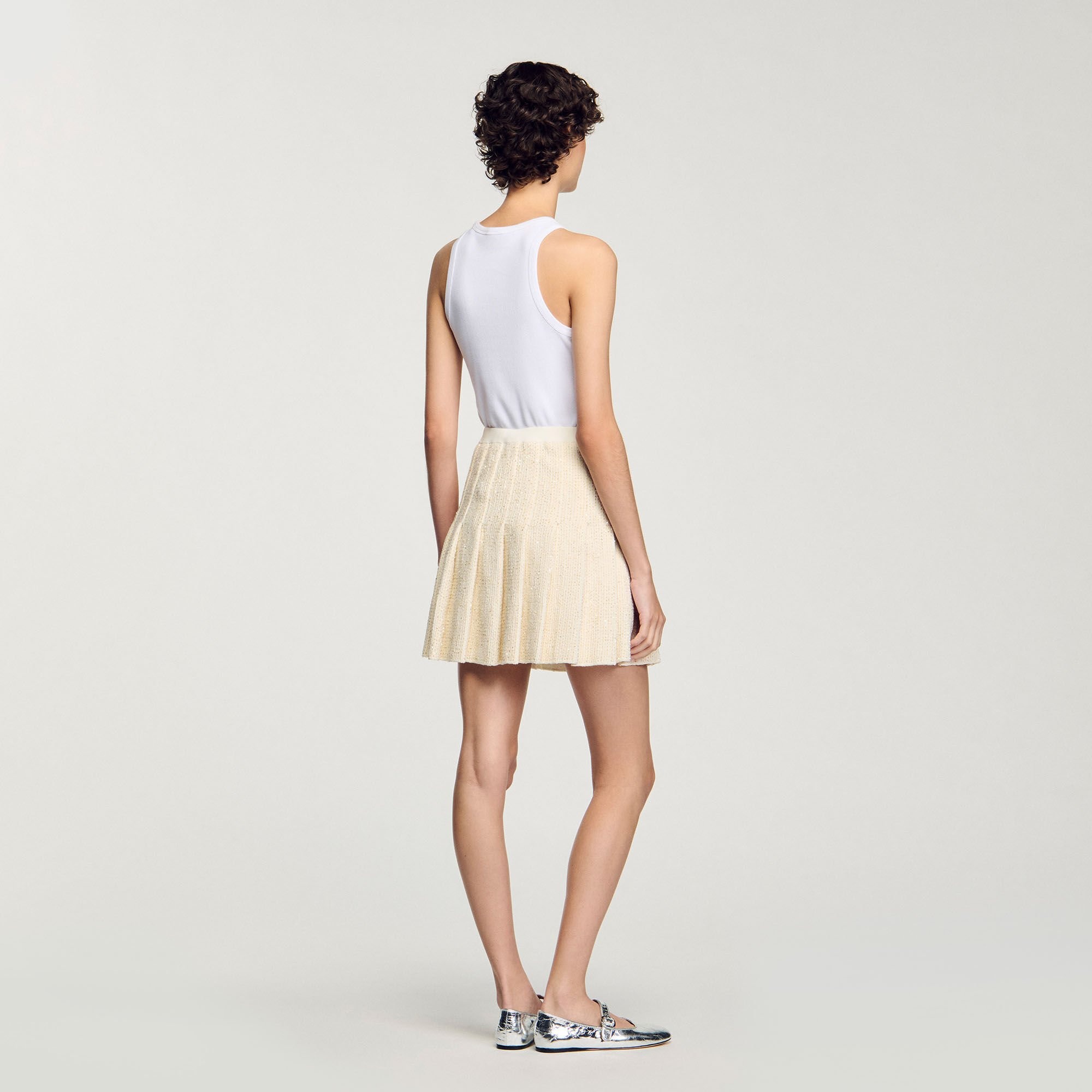 MINI TWEED PLEATED SKIRT - 5
