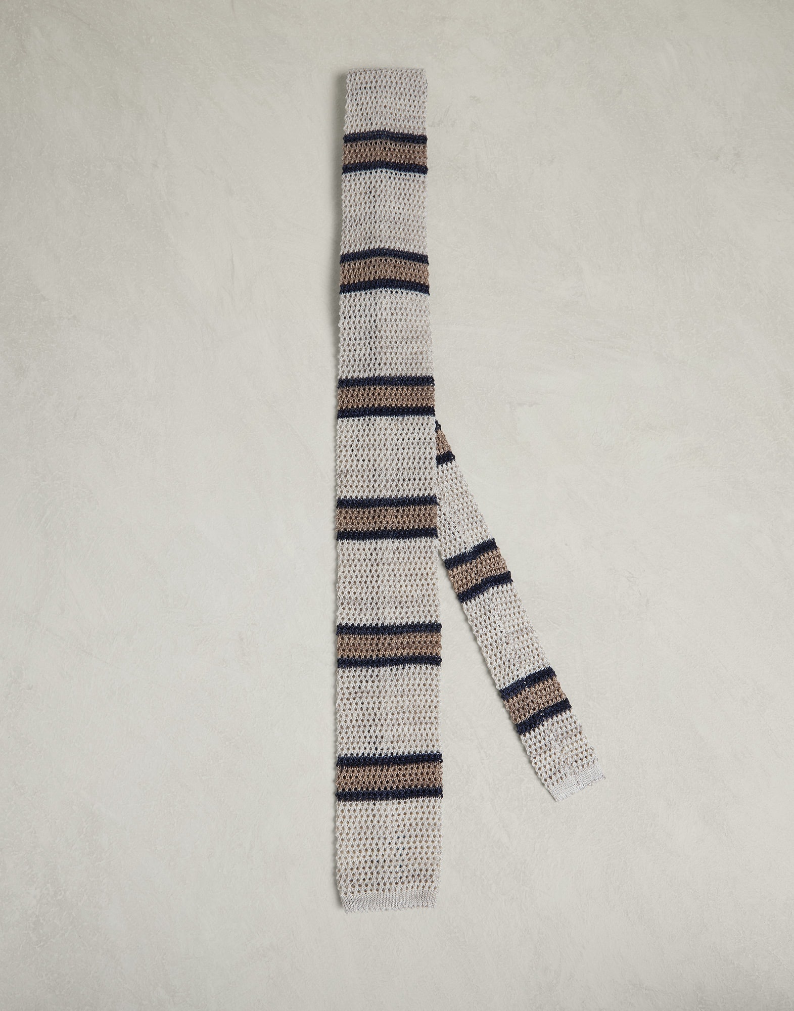Linen and cotton striped knit tie - 1