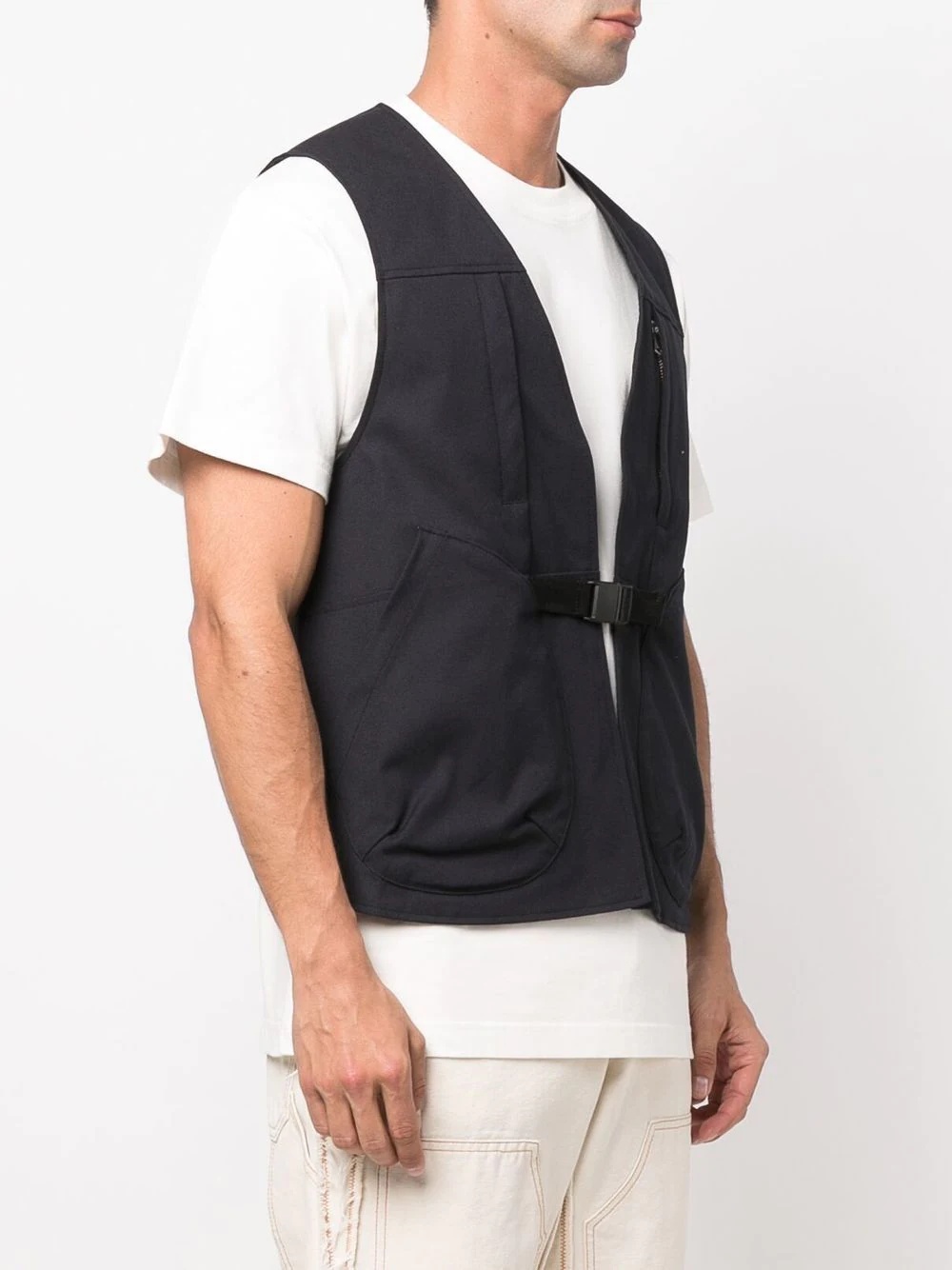 buckle-fastening V-neck gilet - 3