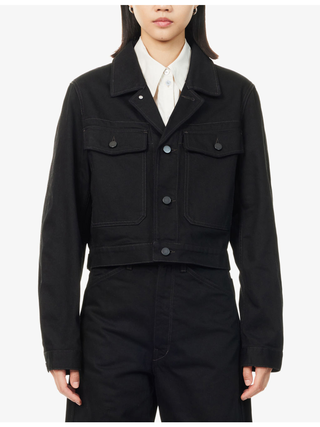 Cropped Blouson Denim Jacket - 3