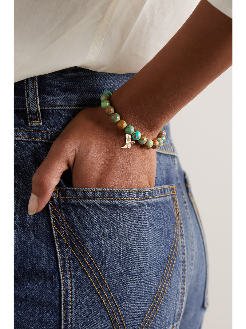 SYDNEY EVAN Cowboy Boot 14-karat gold multi-stone bracelet Gold outlook