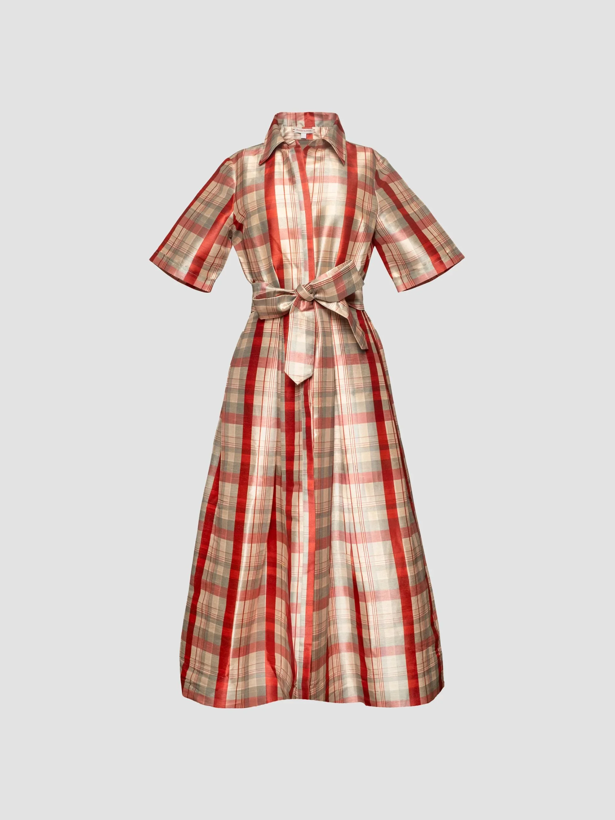 Women's Bella Plaid Belted Maxi Dress - Red Blue Multi - 1