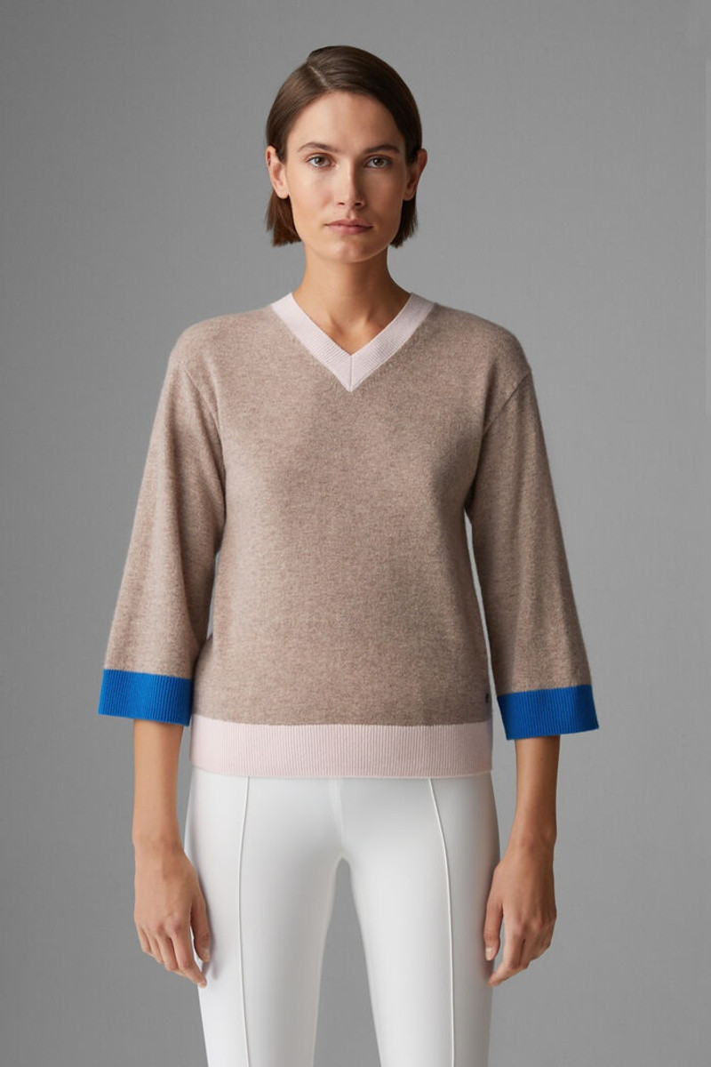Cassie Cashmere pullover in Beige/Rosé/Azure blue 2