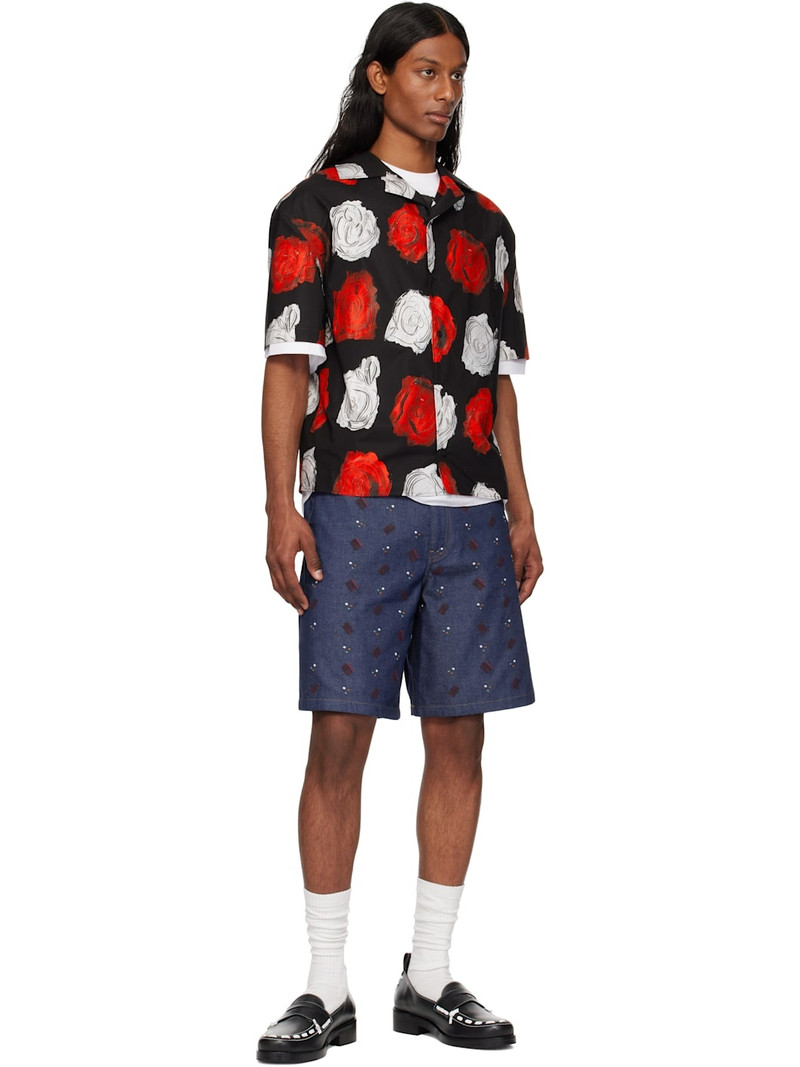 Marni Black Mercury Print Poplin Bowling Shirt outlook