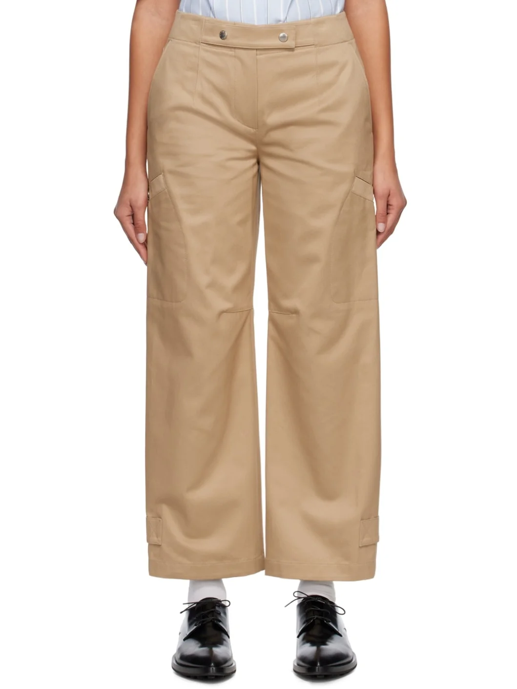 Beige Press-Stud Trousers - 1