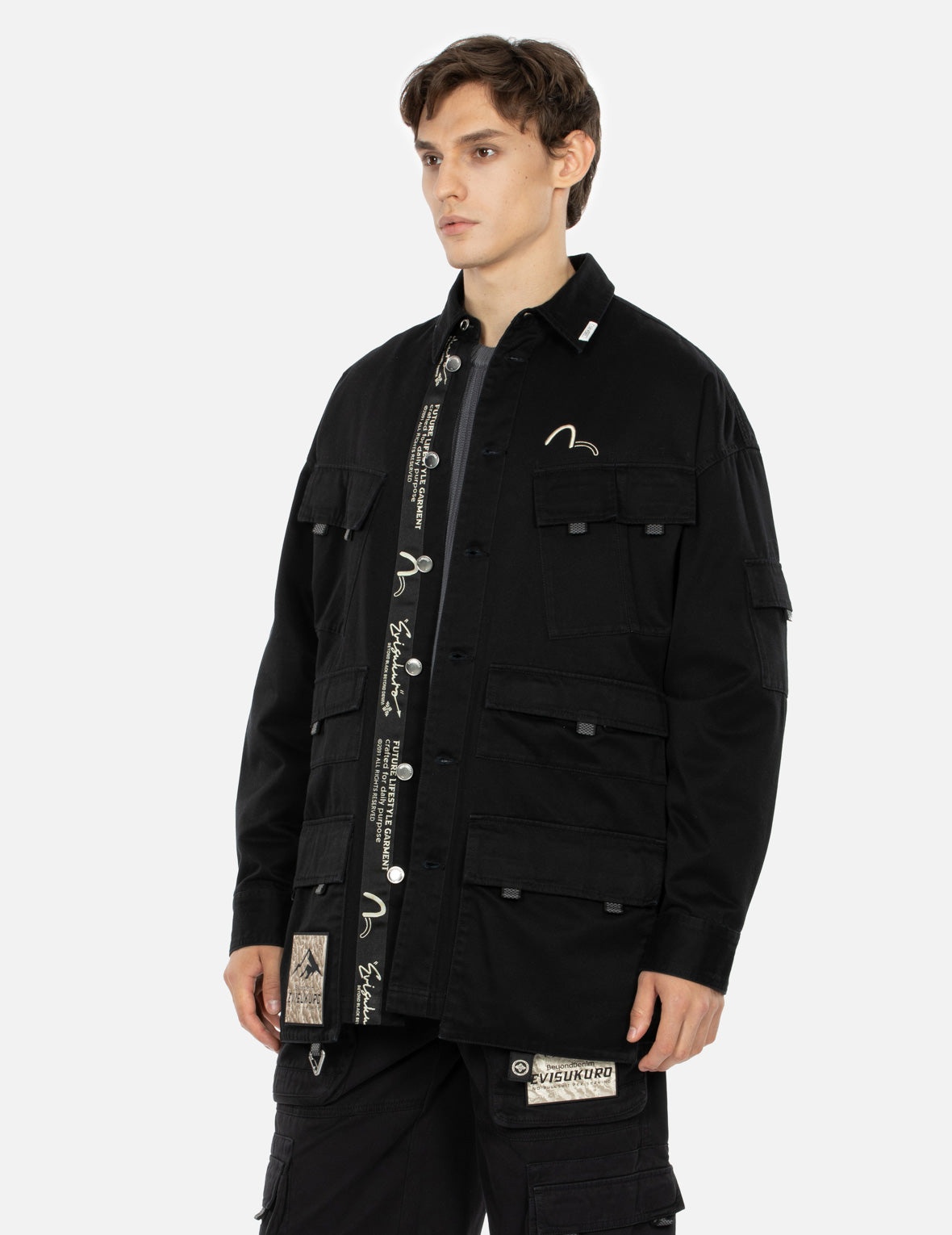 Multi Pockets Washed Loose Fit Shirt Jacket - 8