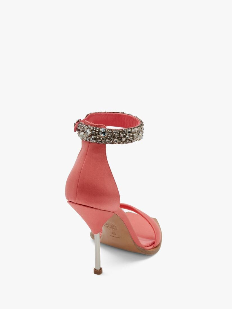Alexander McQueen Embroidered Double Strap Sandal in Coral outlook