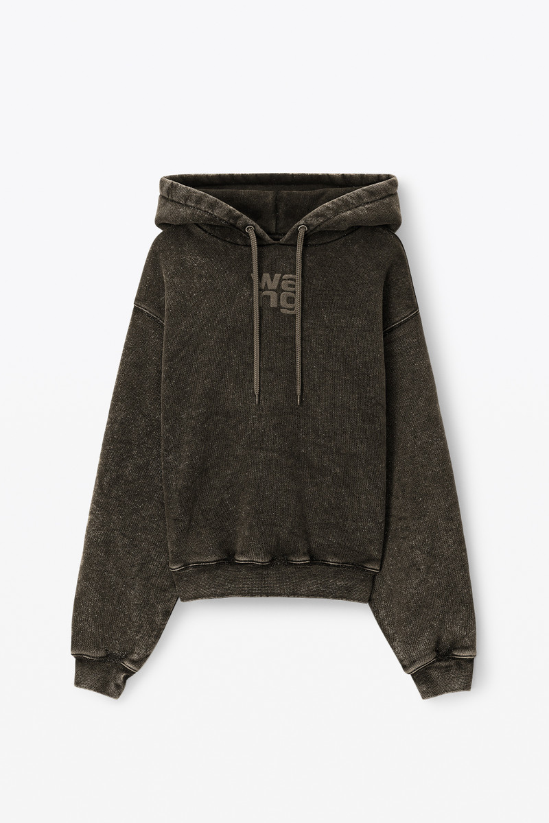 puff logo hoodie in glitter terry 1