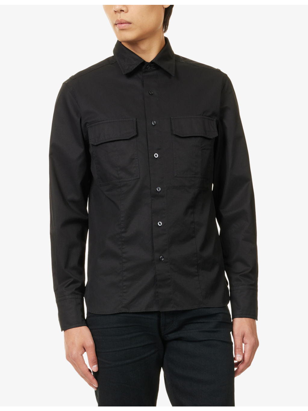 Patch-Pocket Tailored Cotton Overshirt - 3