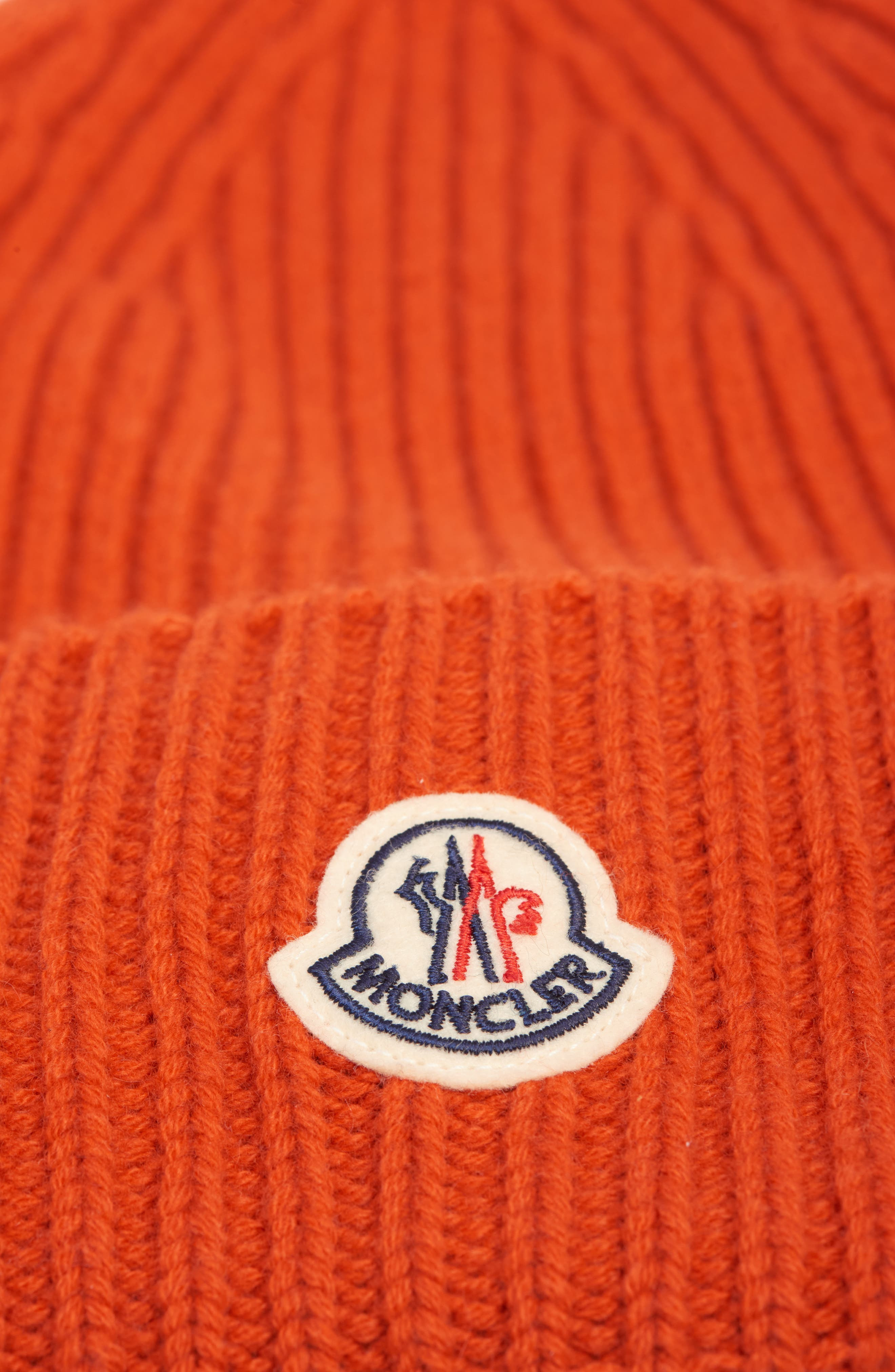 Moncler Logo Patch Virgin Wool & Cashmere Beanie in Summer Fig at Nordstrom - 3