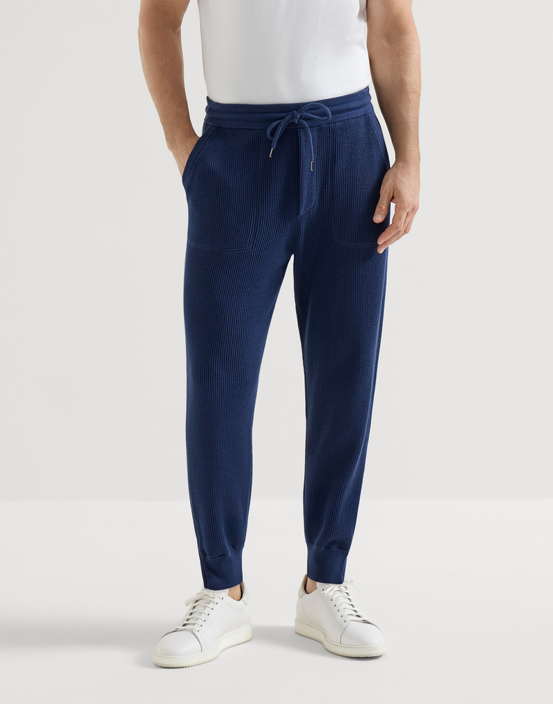Cotton English rib knit trousers with zipper cuffs 2