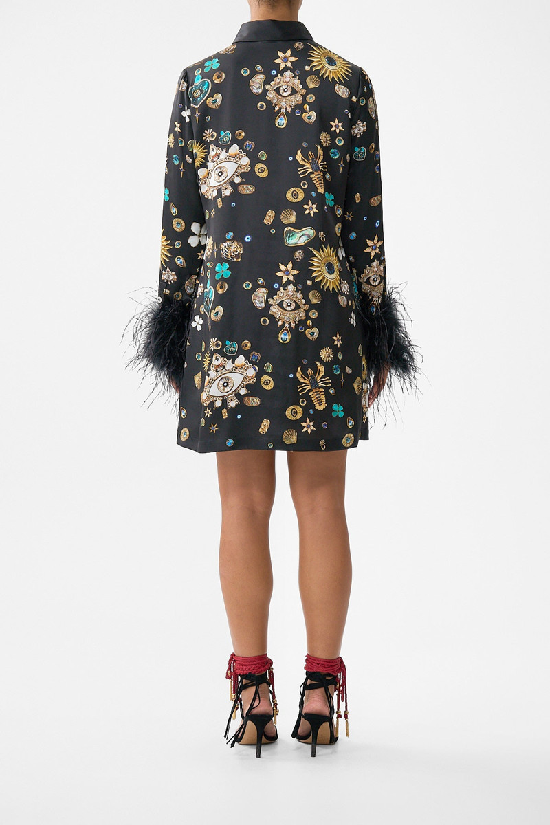 CAMILLA MINI SHIRT DRESS WITH FEATHERS outlook