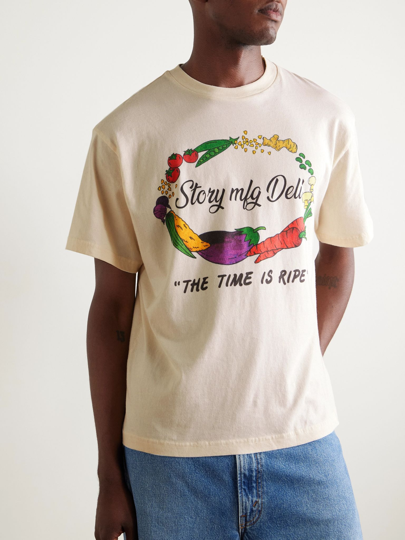 Grateful Logo-Print Organic Cotton-Jersey T-Shirt Ecru - 3