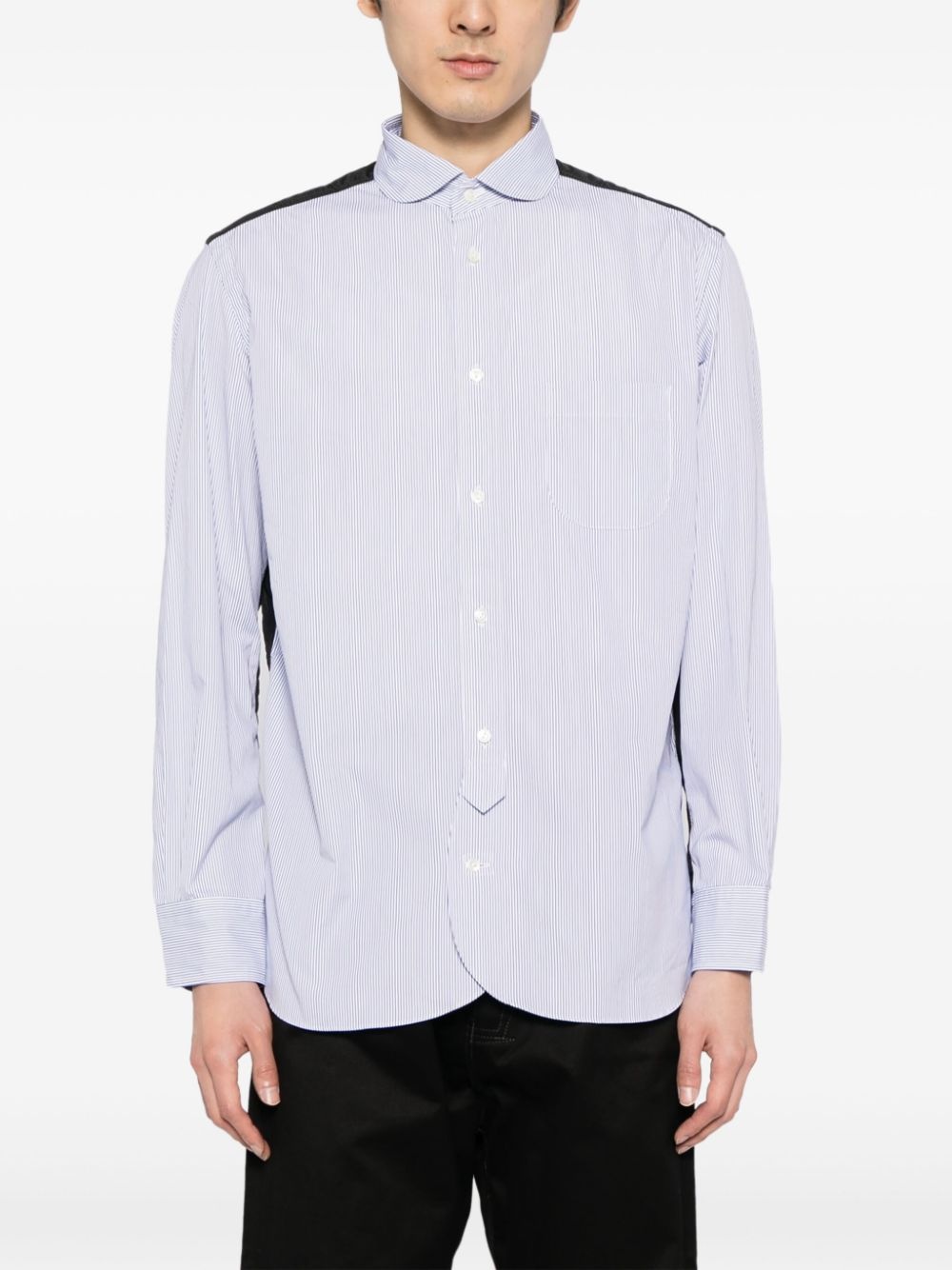 panelled striped cotton shirt - 3