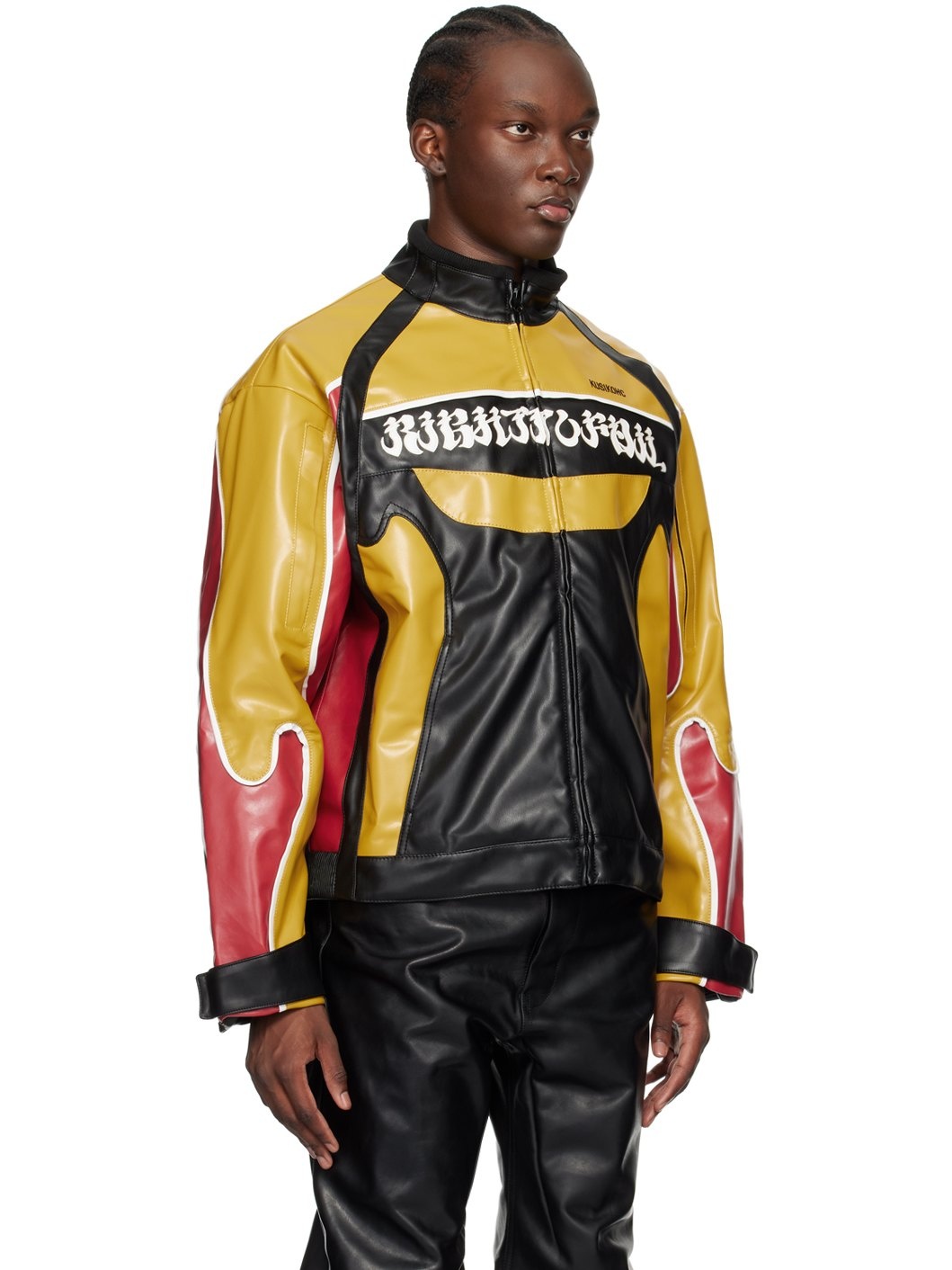 Black & Yellow Rider Faux-Leather Jacket - 2
