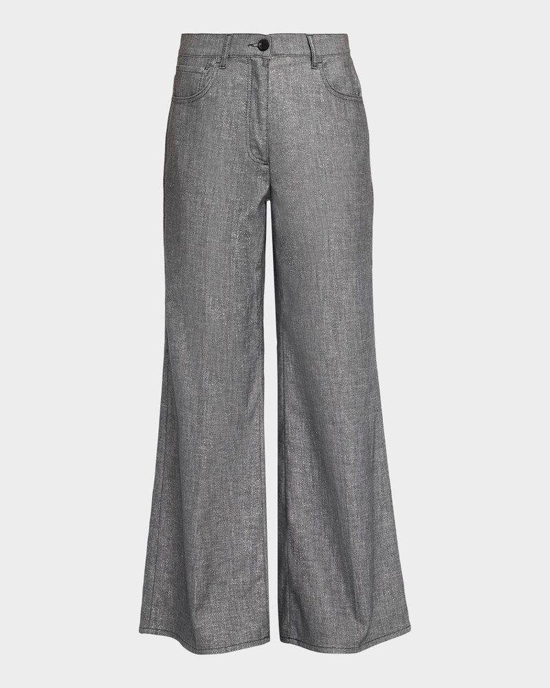 Wide-Leg Cotton-Blend Pants 1