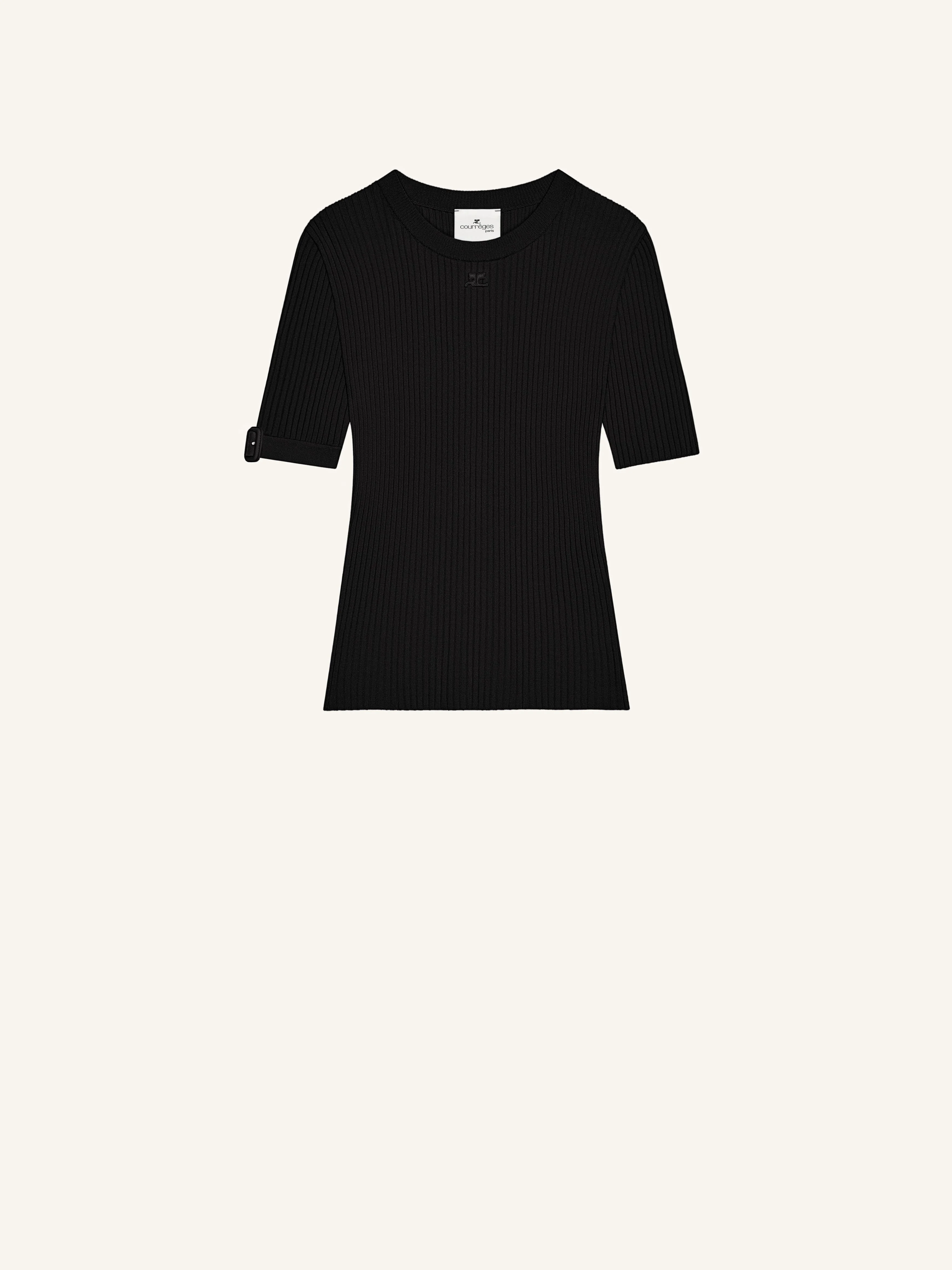 BUCKLE RIB KNIT T-SHIRT - 1