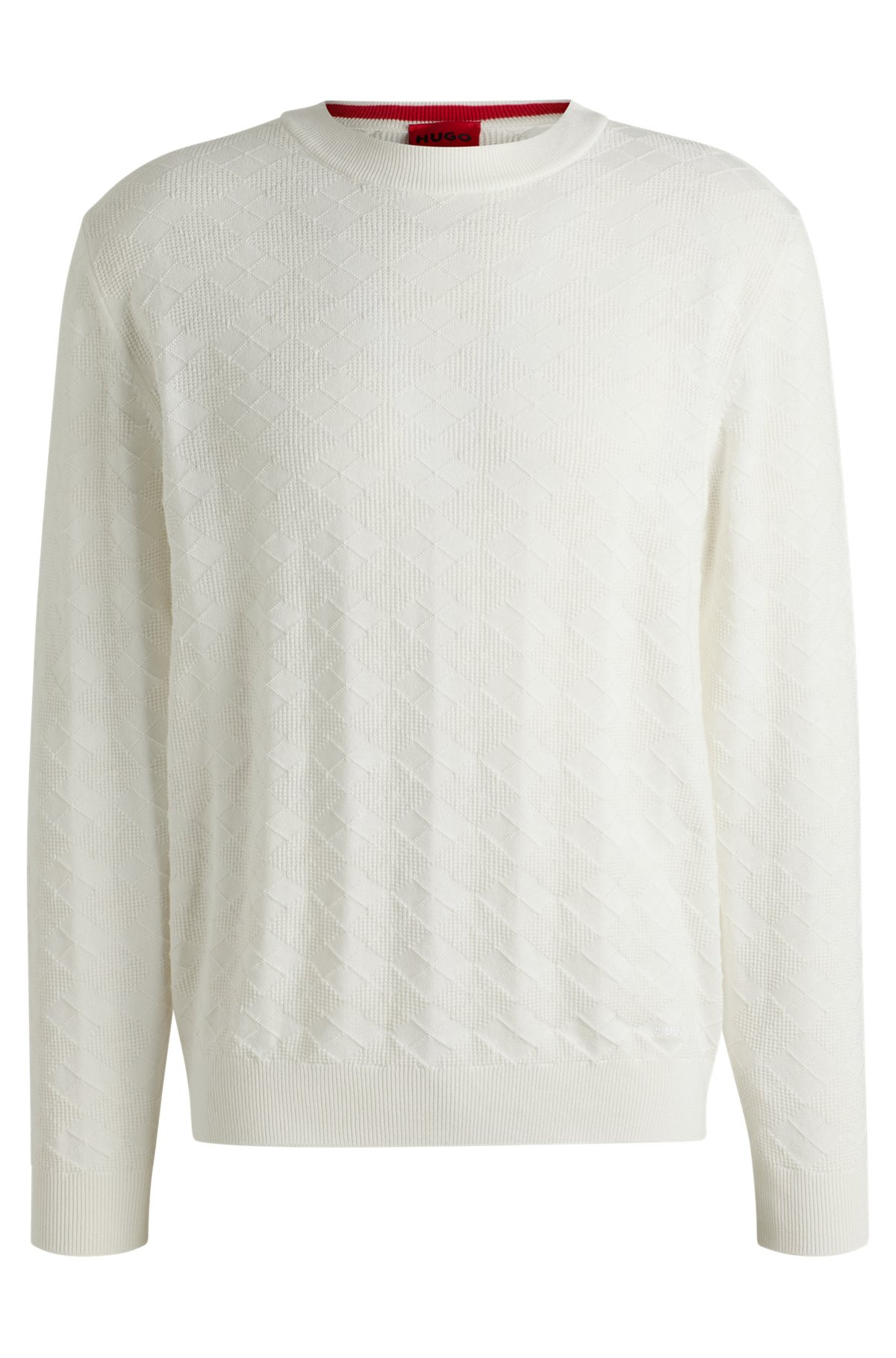 COTTON SWEATER WITH TONAL ARGYLE PATTERN - 1
