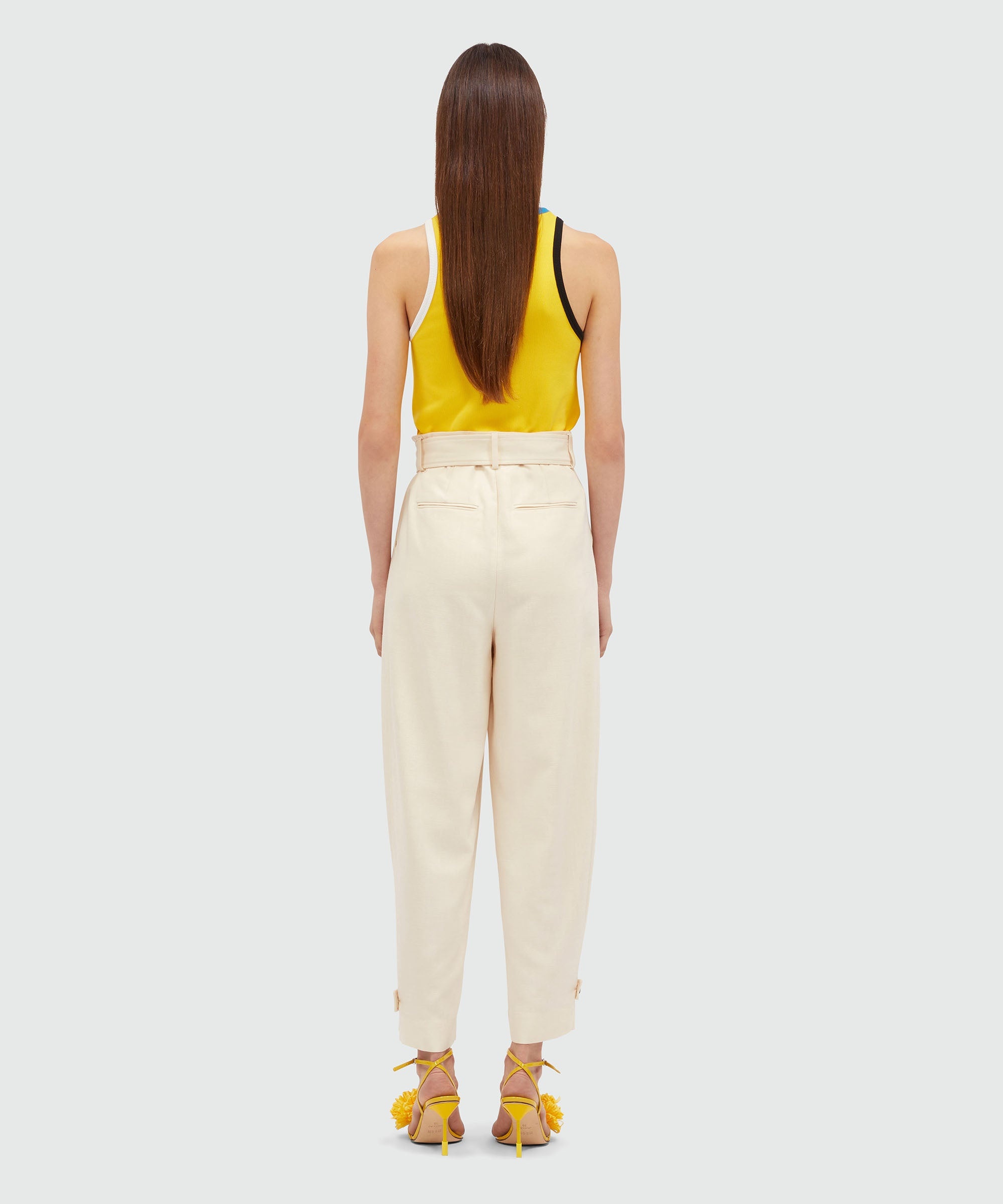 Ivory flamed viscose canvas trousers - 3