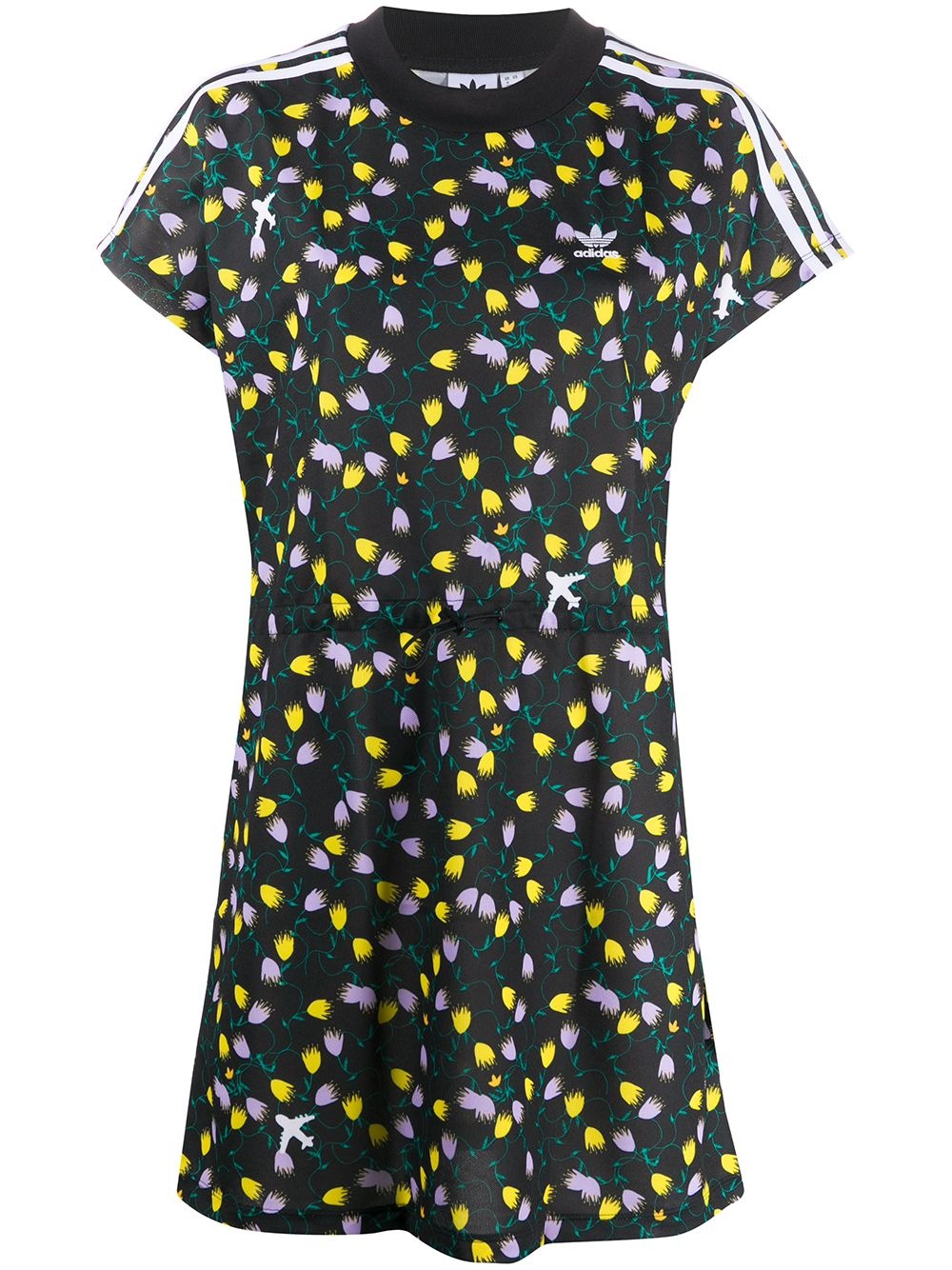 floral-print logo T-shirt dress - 1