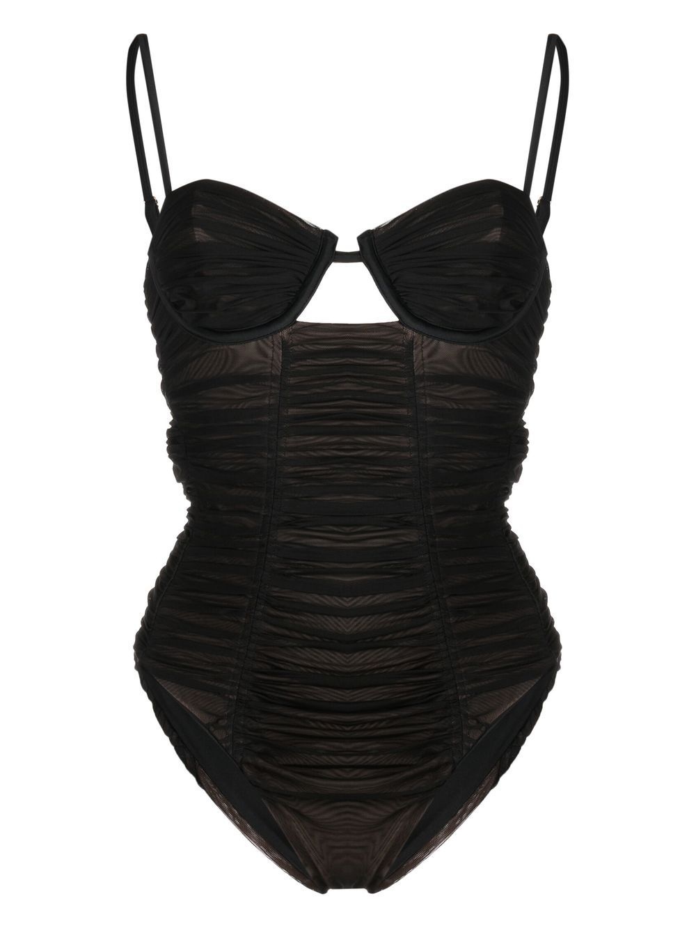 gathered mesh swimsuit - 1