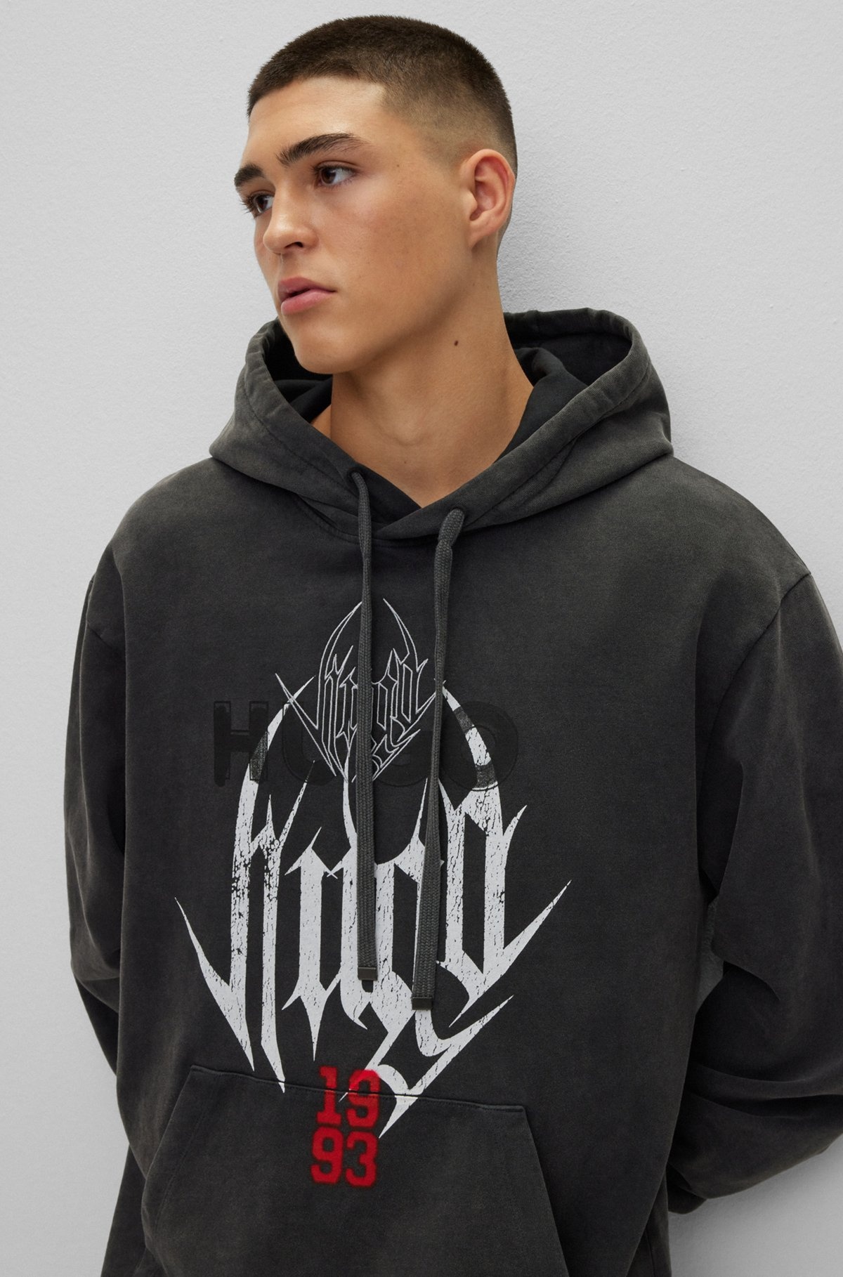 OVERSIZE-FIT FRENCH-TERRY HOODIE WITH BAND-INSPIRED ARTWORK - 3