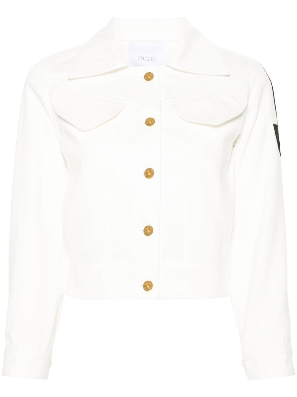 logo-patch cropped denim jacket - 1