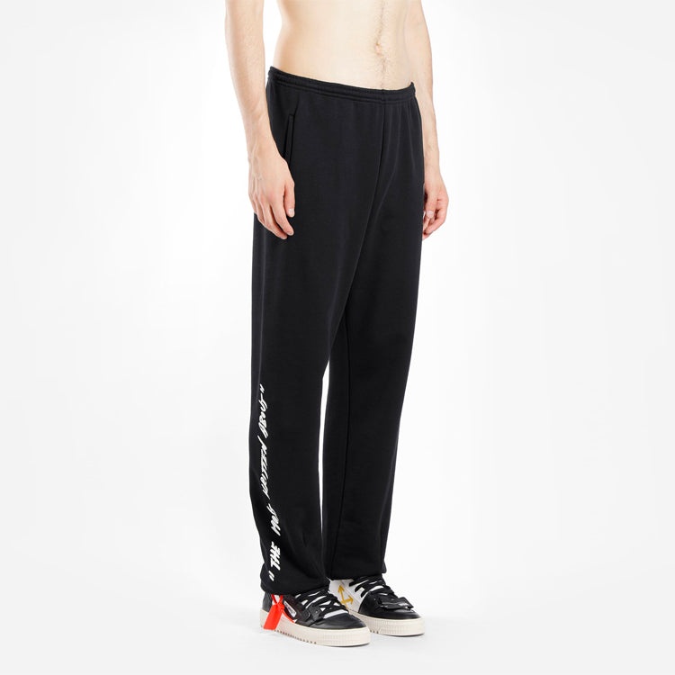 Off-White Mona Lisa Pattern Alphabet Printing Sports Long Pants Black OMCH014S190030051020 - 4