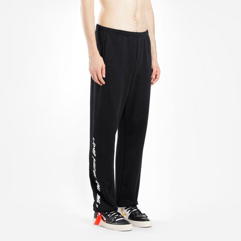 Off-White Mona Lisa Pattern Alphabet Printing Sports Long Pants Black OMCH014S190030051020 4