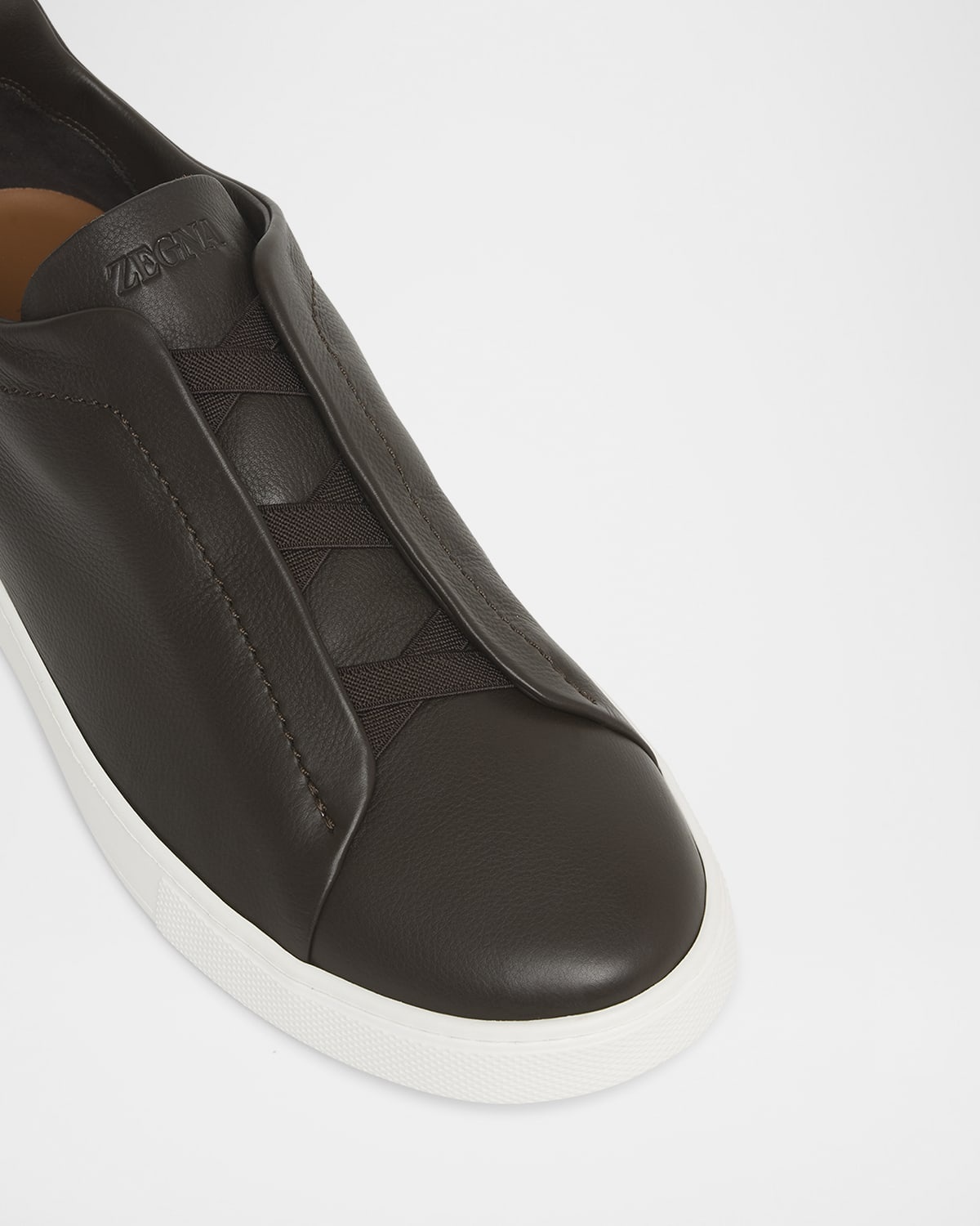 Men's Triple Stitch SECONDSKIN Leather Slip-On Sneakers - 4