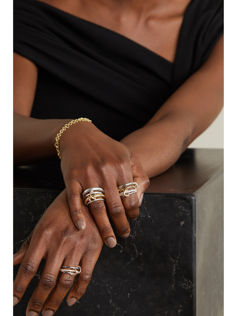 Spinelli Kilcollin Nimbus Set Of Four Sterling Silver And 18-karat Gold Diamond Rings outlook