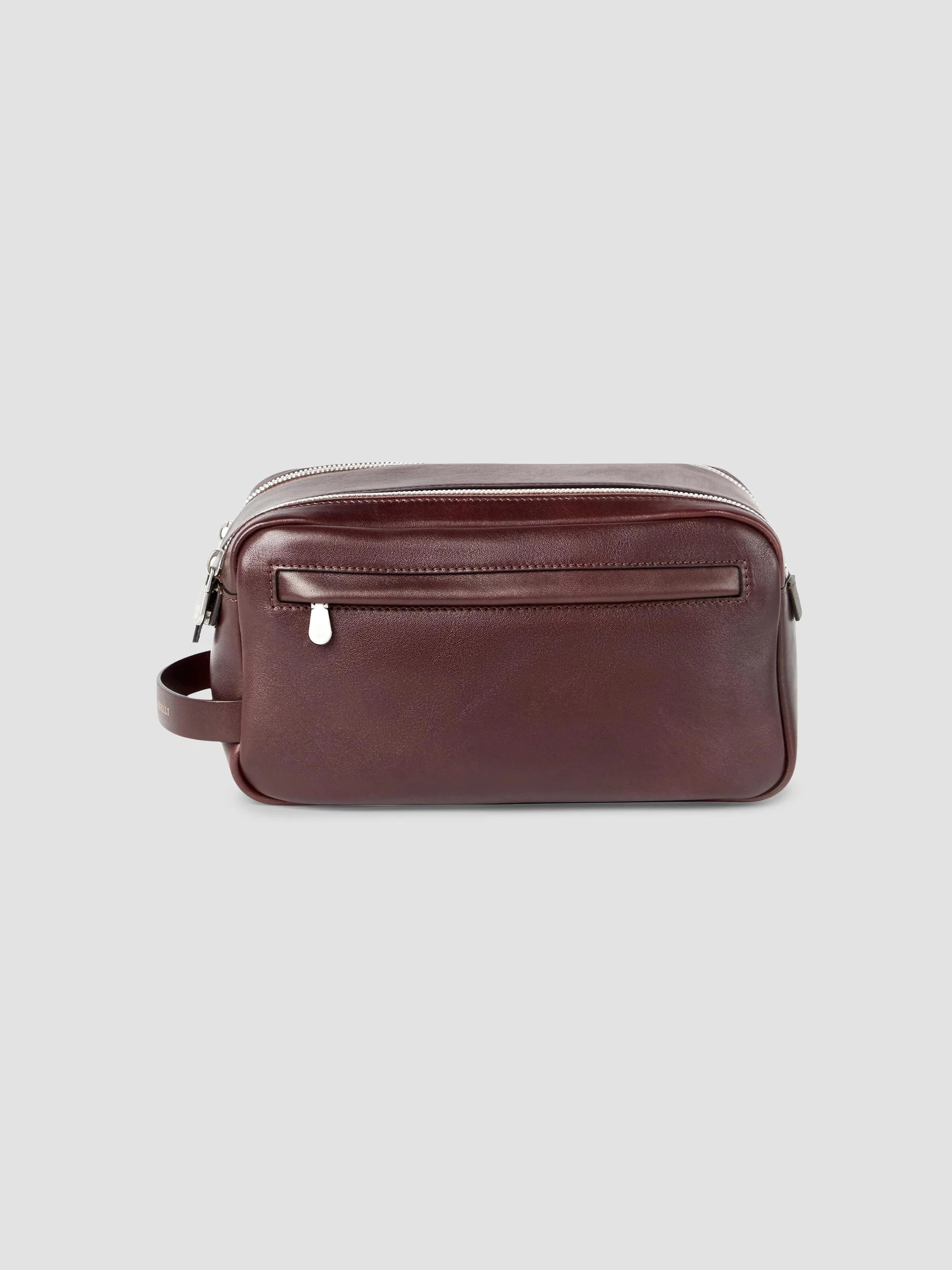 Calfskin Beauty Case With Double Zipper - Burgundy - 1
