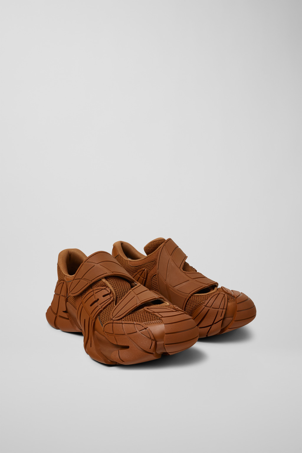 Brown Textile Semi-Open Sneakers - 2