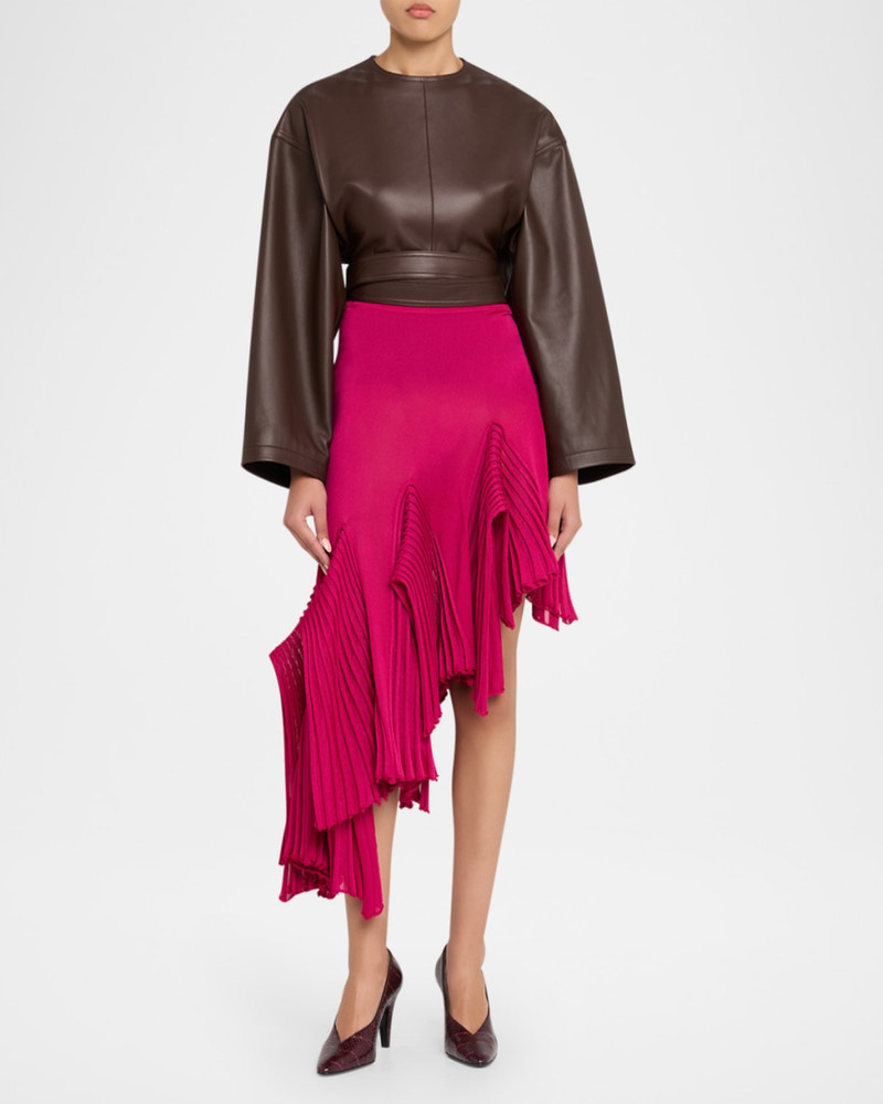 Alaïa Asymmetric Godet Ruffle Midi Skirt outlook