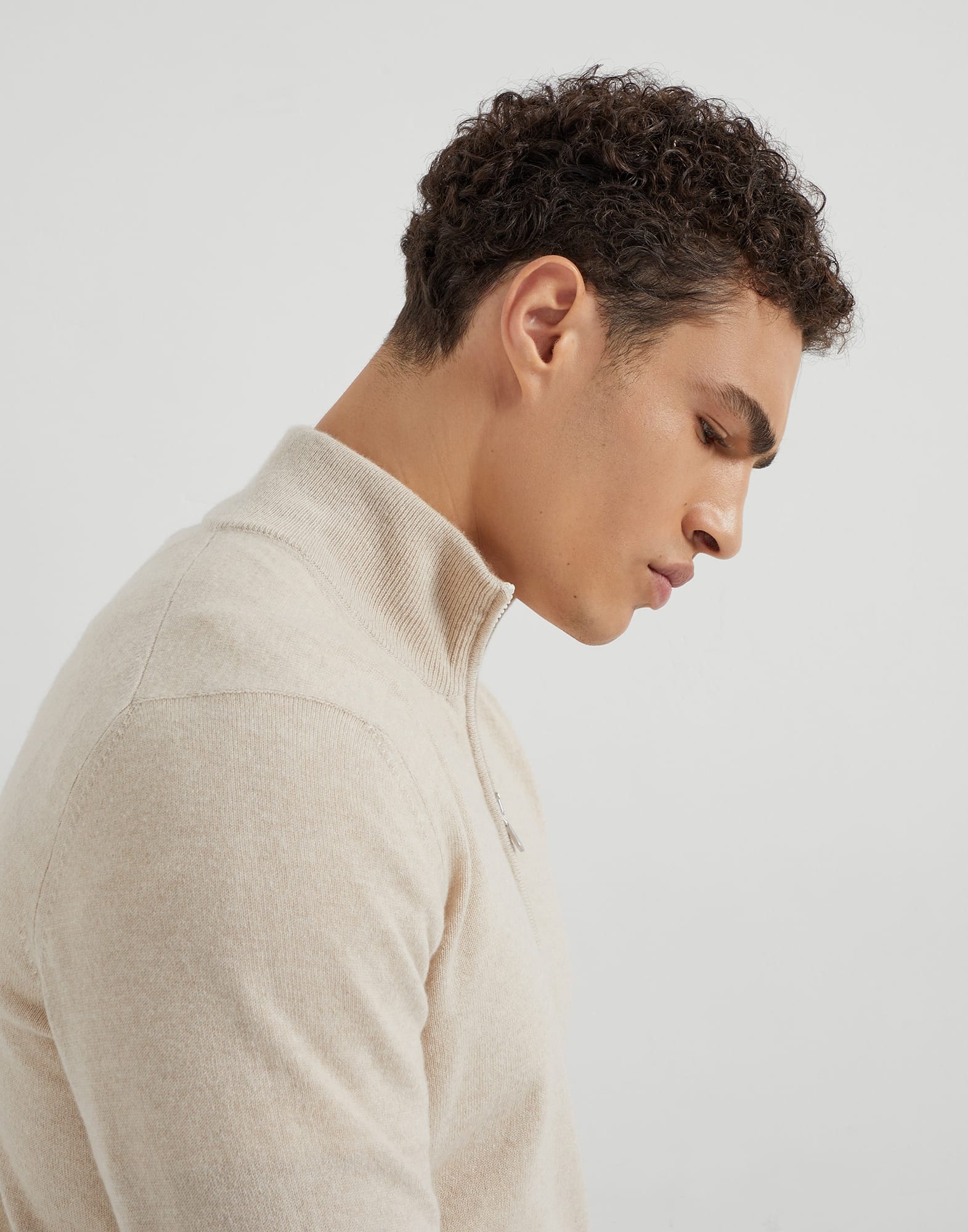 Cashmere sweater with half zip - 3