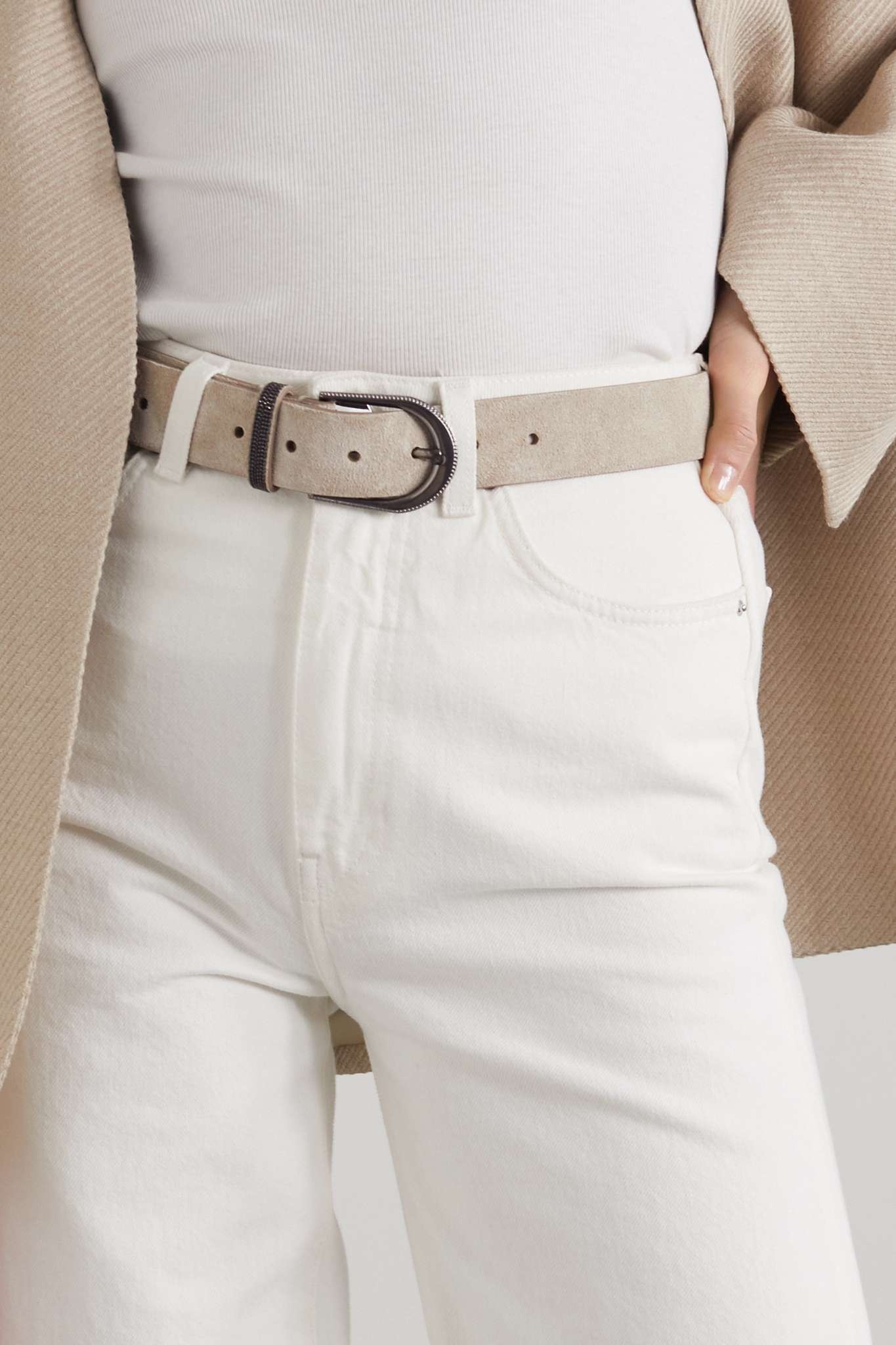 Bead-embellished suede belt - 2