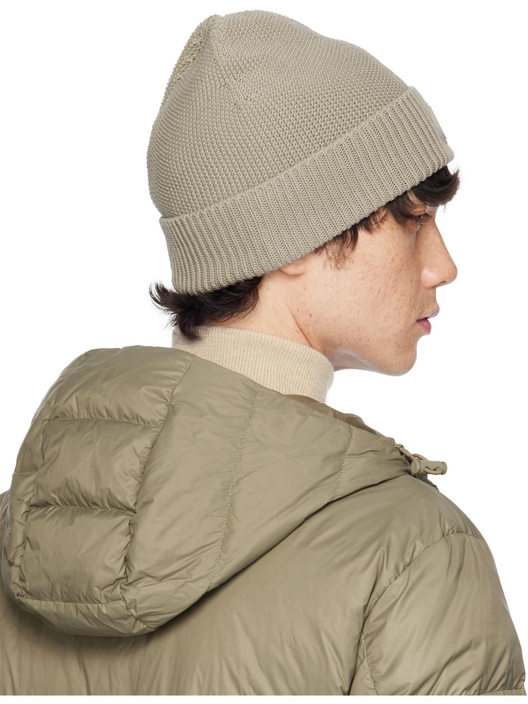 Beige Logo Patch Beanie - 3