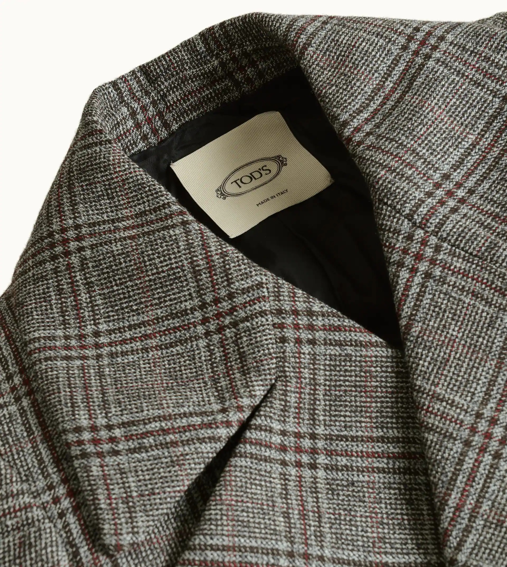 DOUBLE BREASTED COAT - GREY, RED - 4