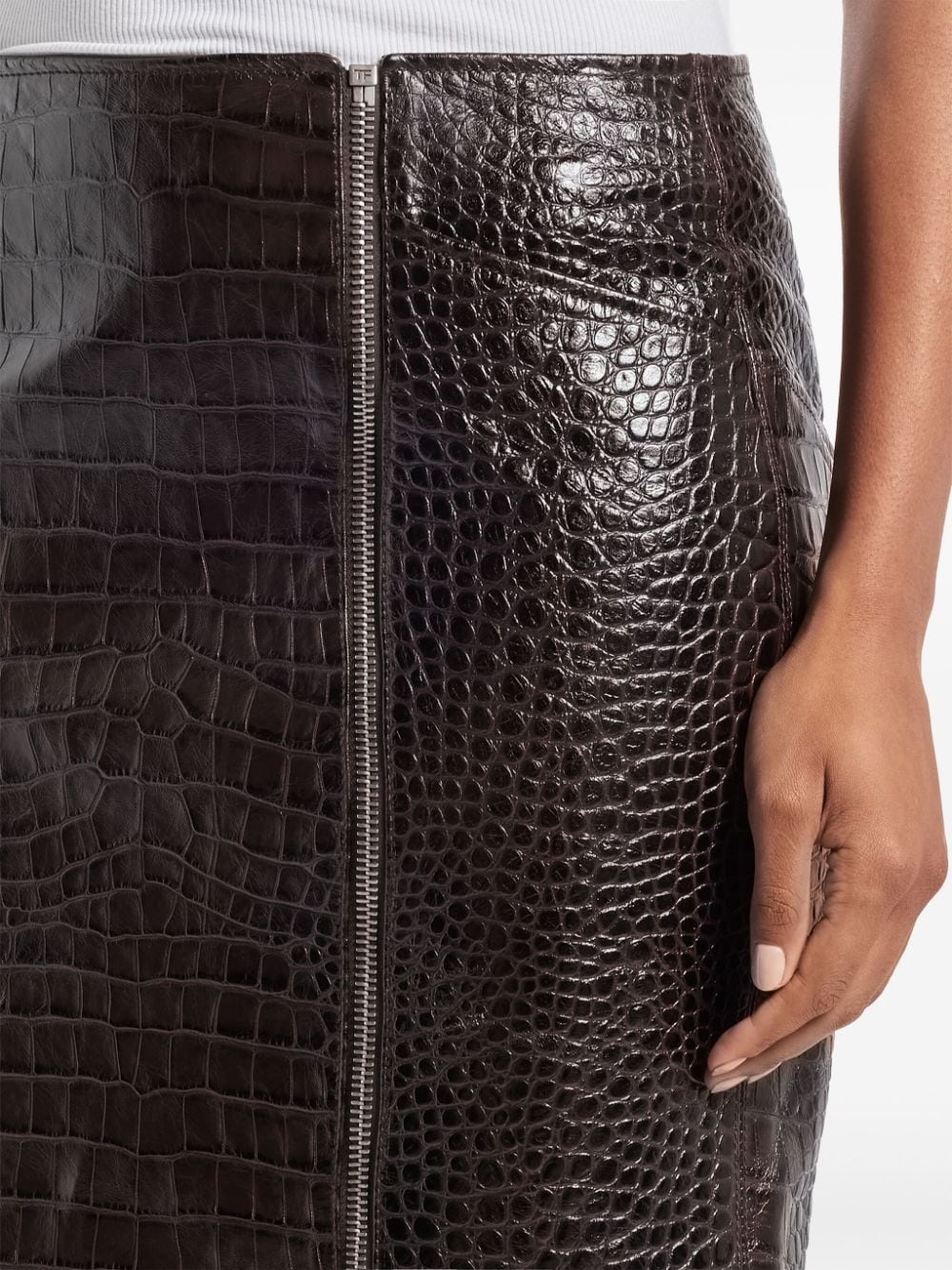 crocodile-effect leather miniskirt - 5